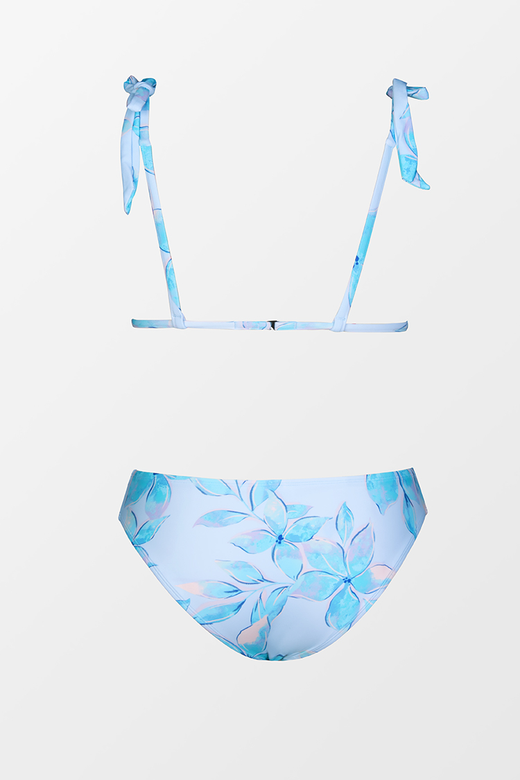 Bikini bleu triangle et hipster à jambe classique