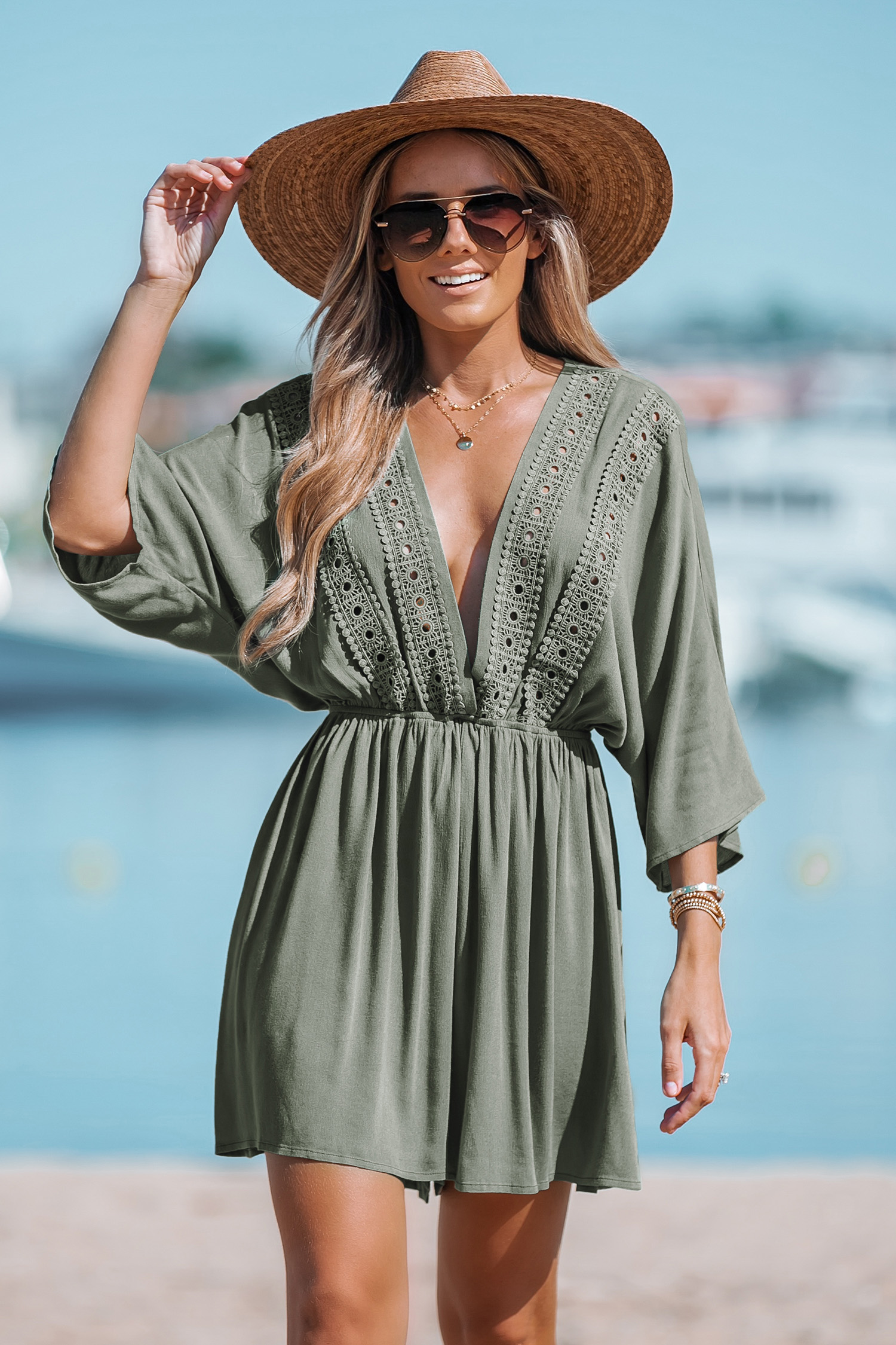 Lace Plunging Cover-Up Romper