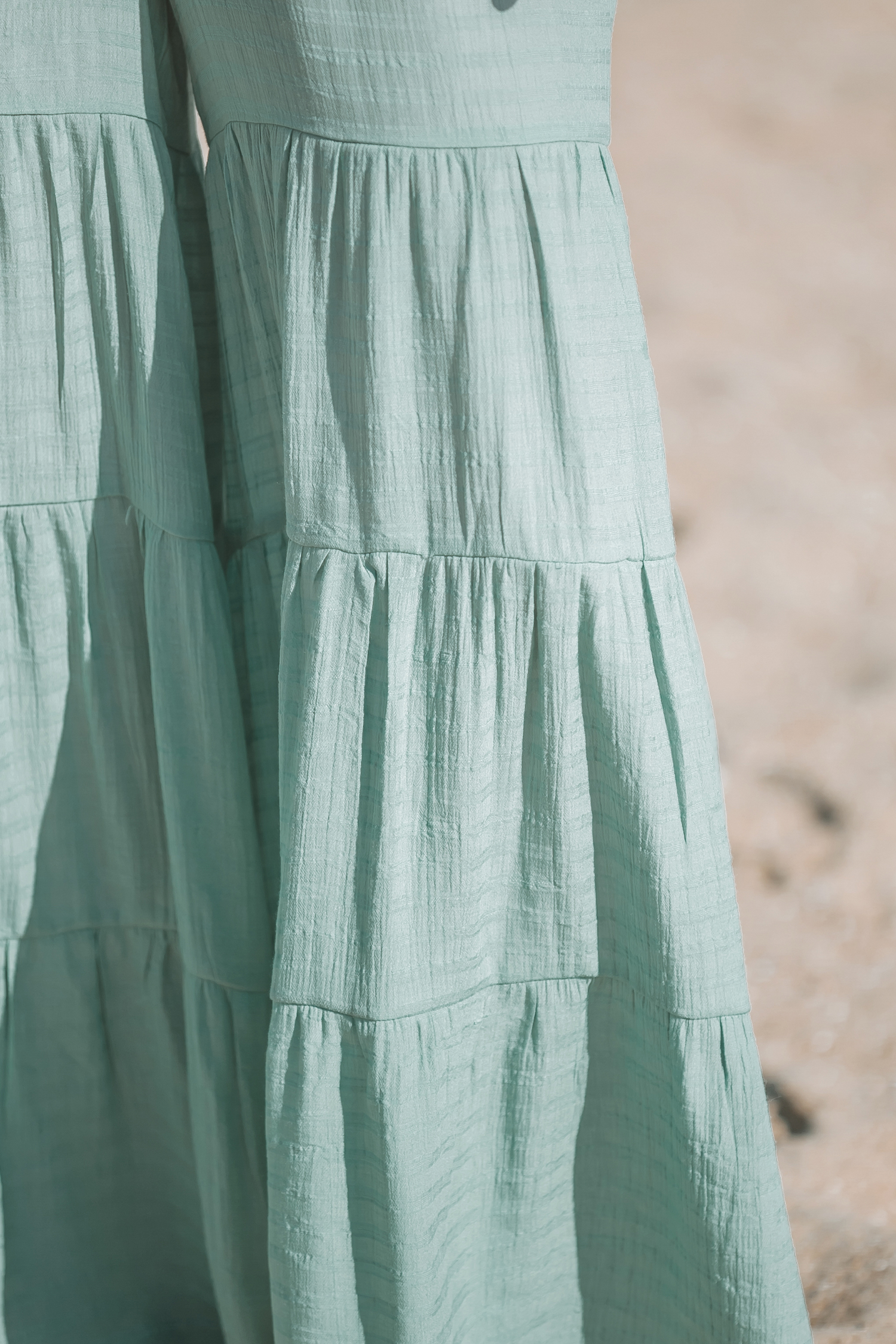 Tiered Hem Wide-Leg Pants