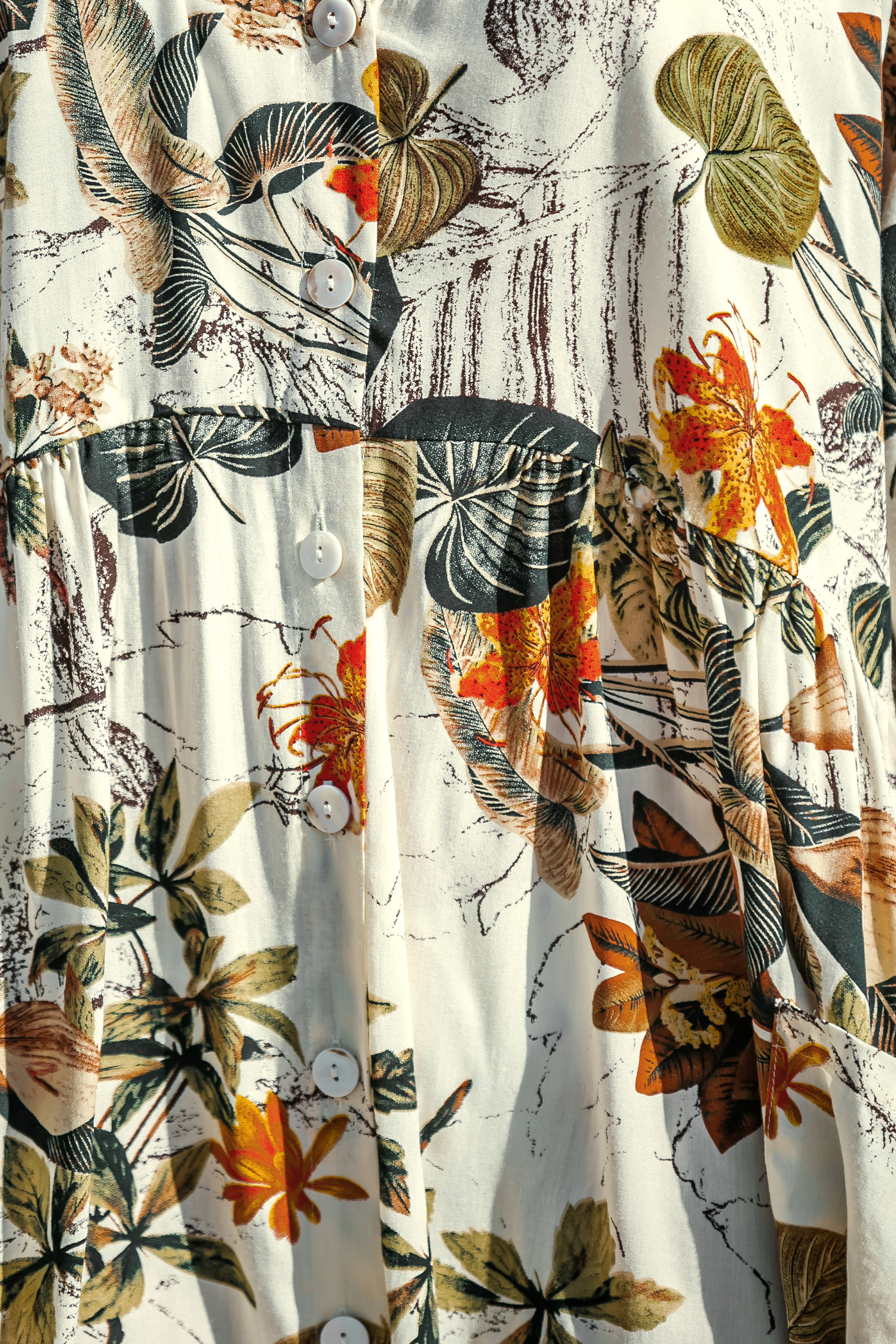 Yellow Tropical Leaf Print V-Neck Cover-Up Dress