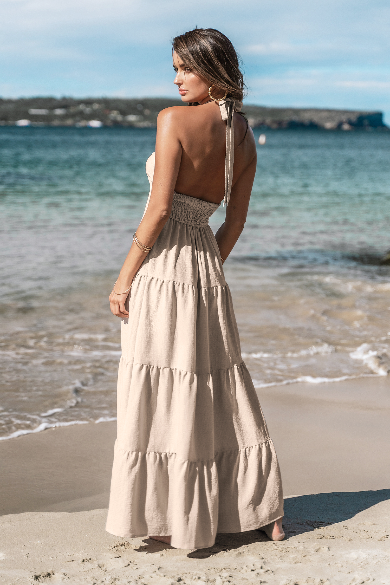 Knotted Cutout Halter Maxi Dress