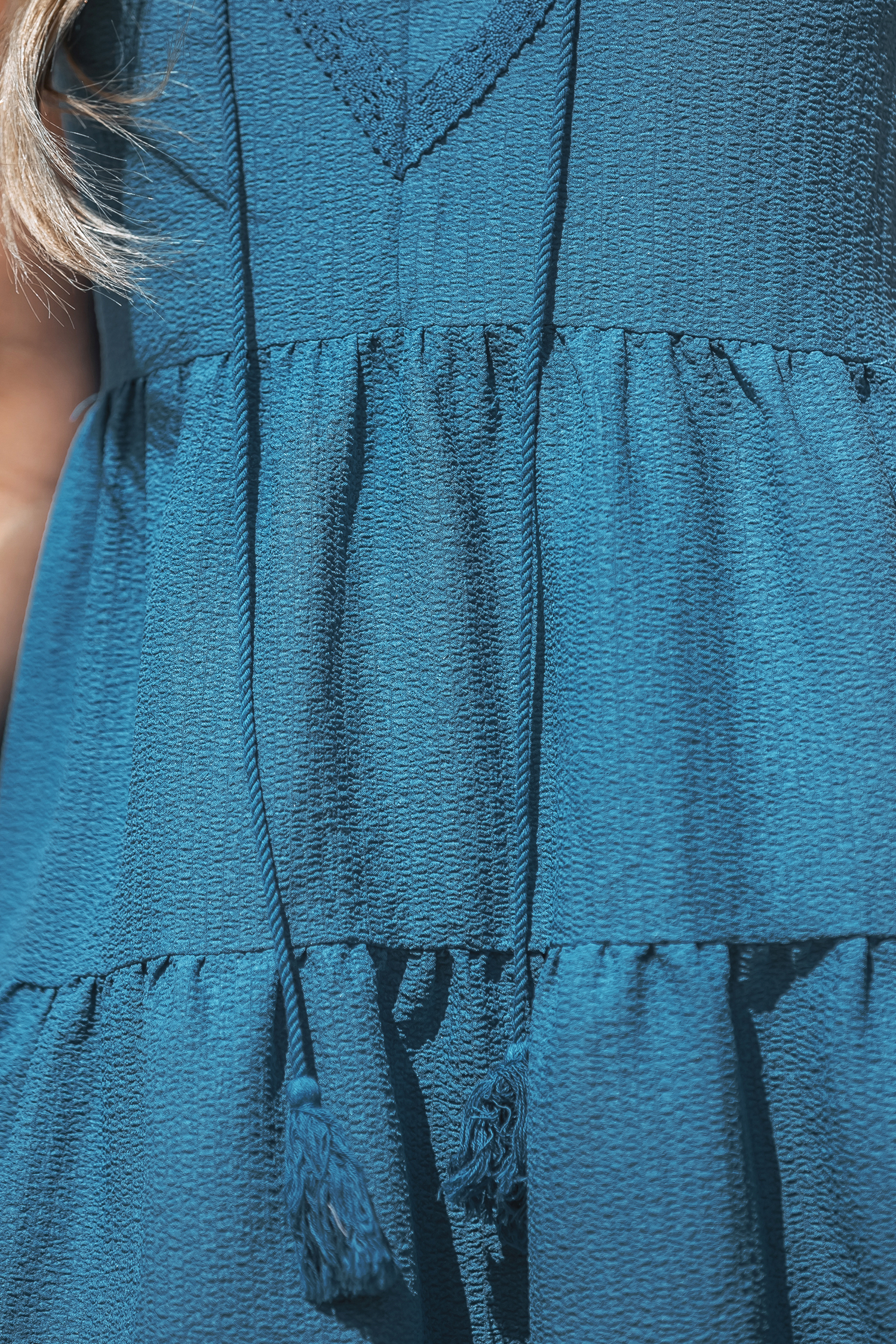 Lace Tassel Tie Mini Dress