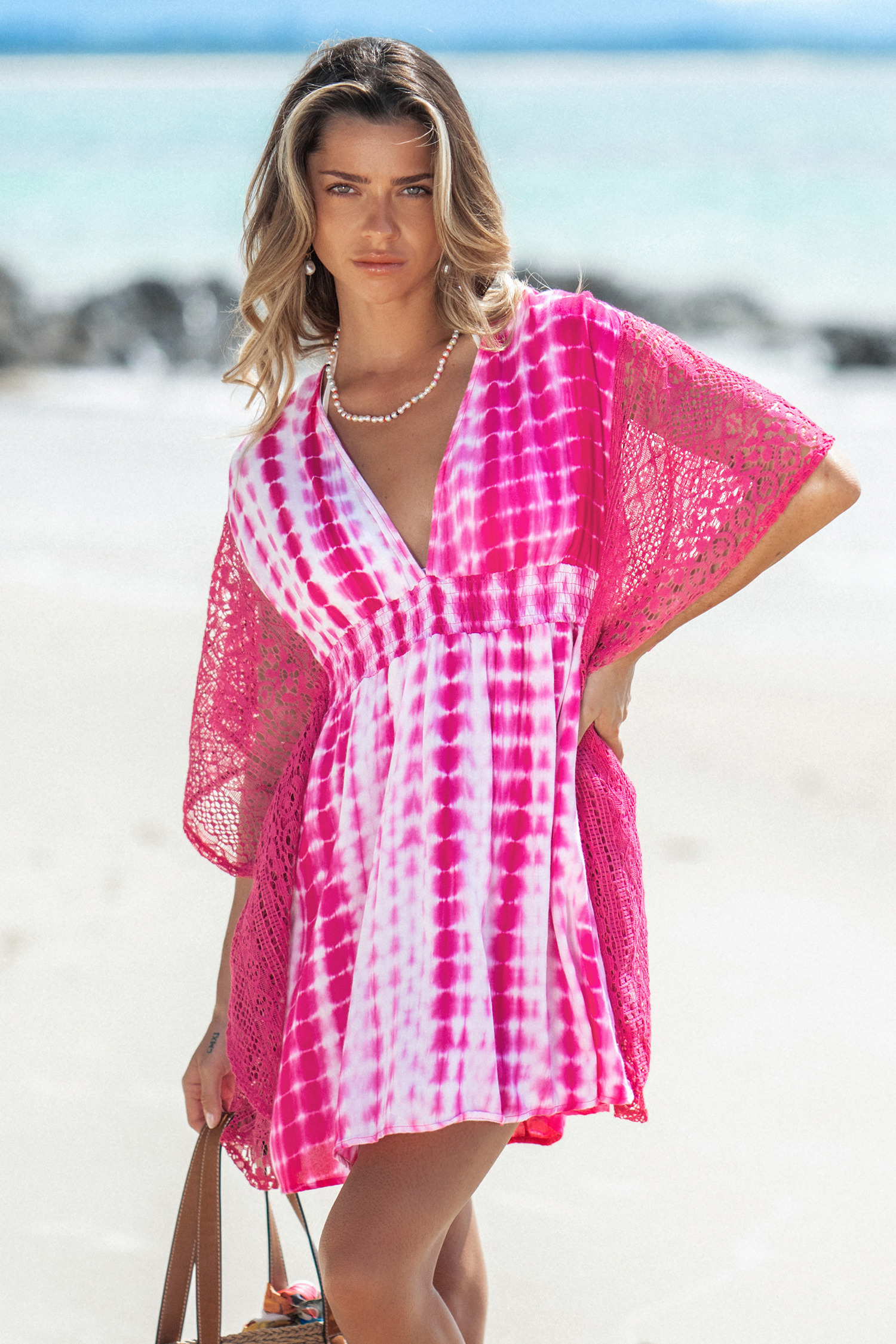 Tie-Dye Wash Lace Cover-Up Dress