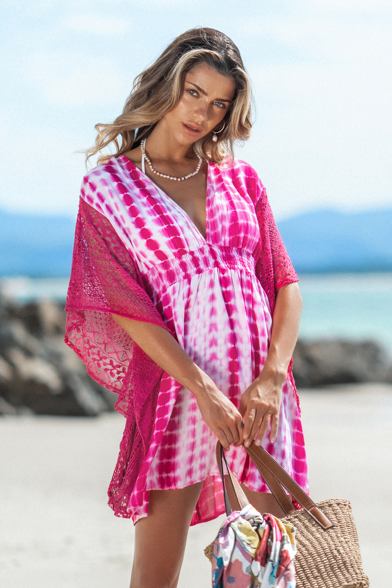 Tie-Dye Wash Lace Cover-Up Dress