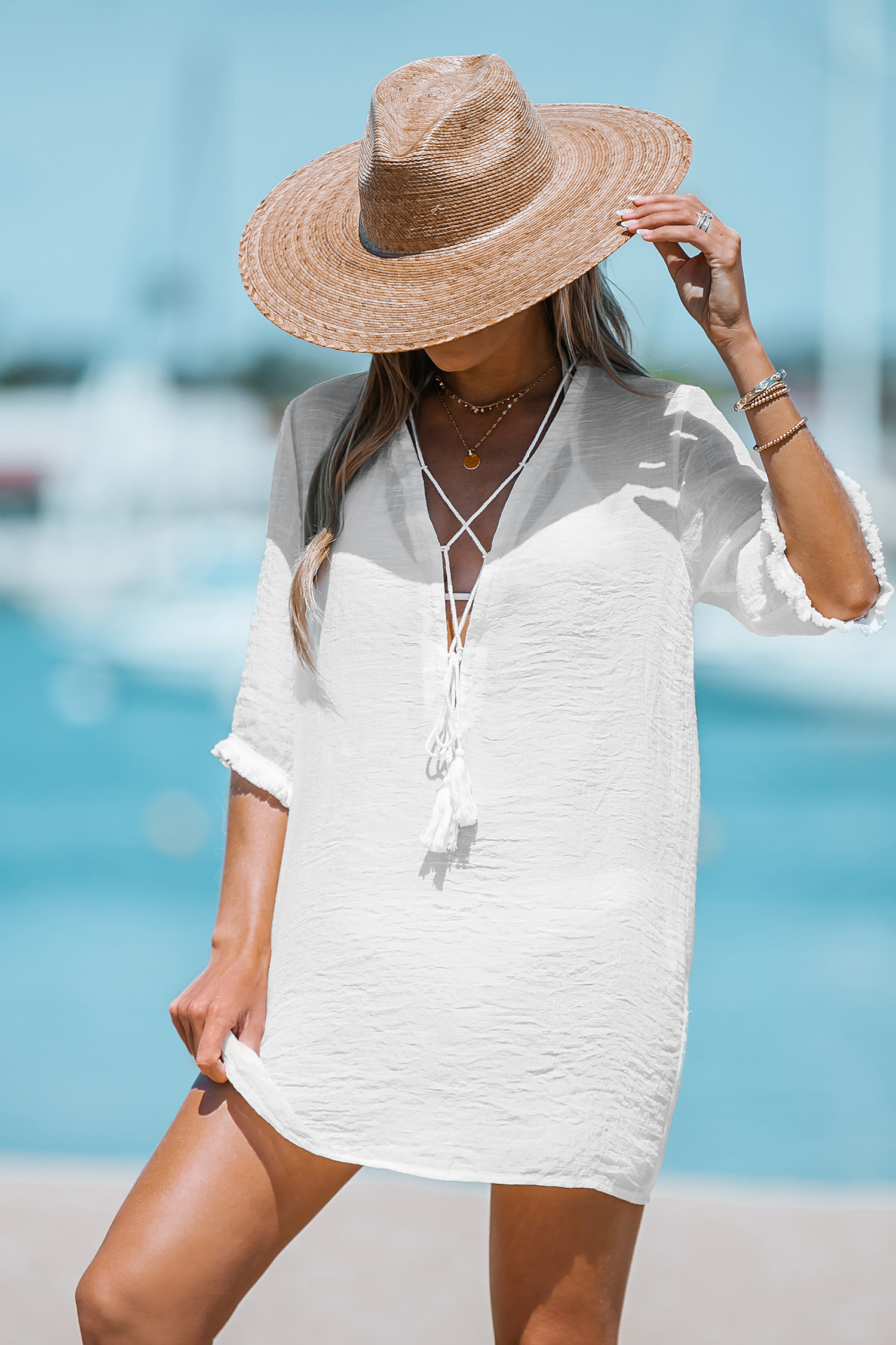 Robe cover up mini avec col plongeant à lacerCupshe France