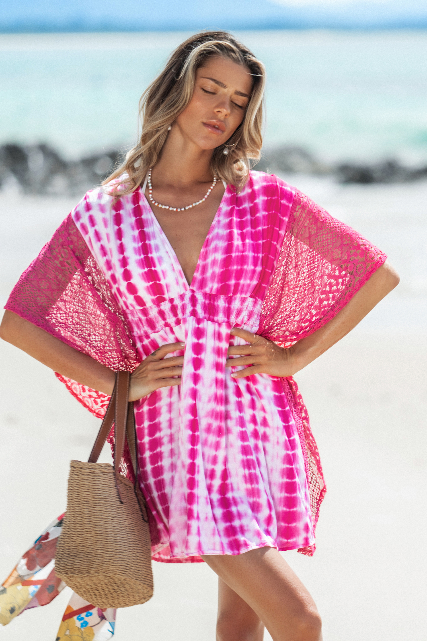 Tie-Dye Wash Lace Cover-Up Dress