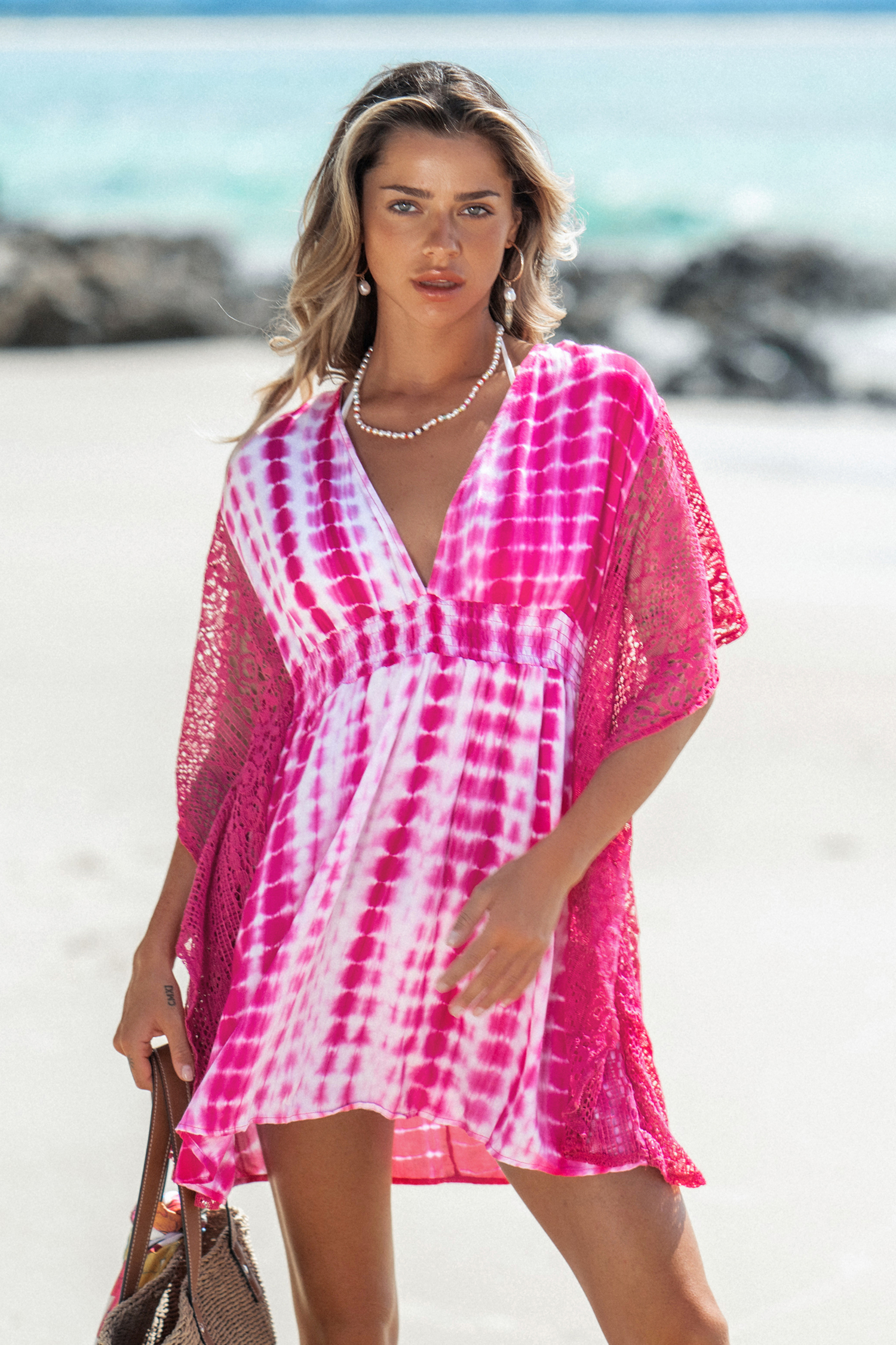 Tie-Dye Wash Lace Cover-Up Dress