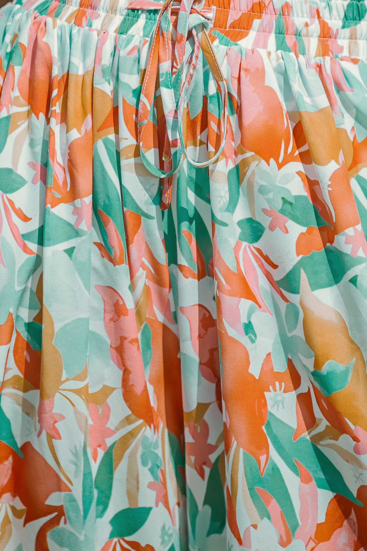 Floral Print Smocked Paperbag Pants