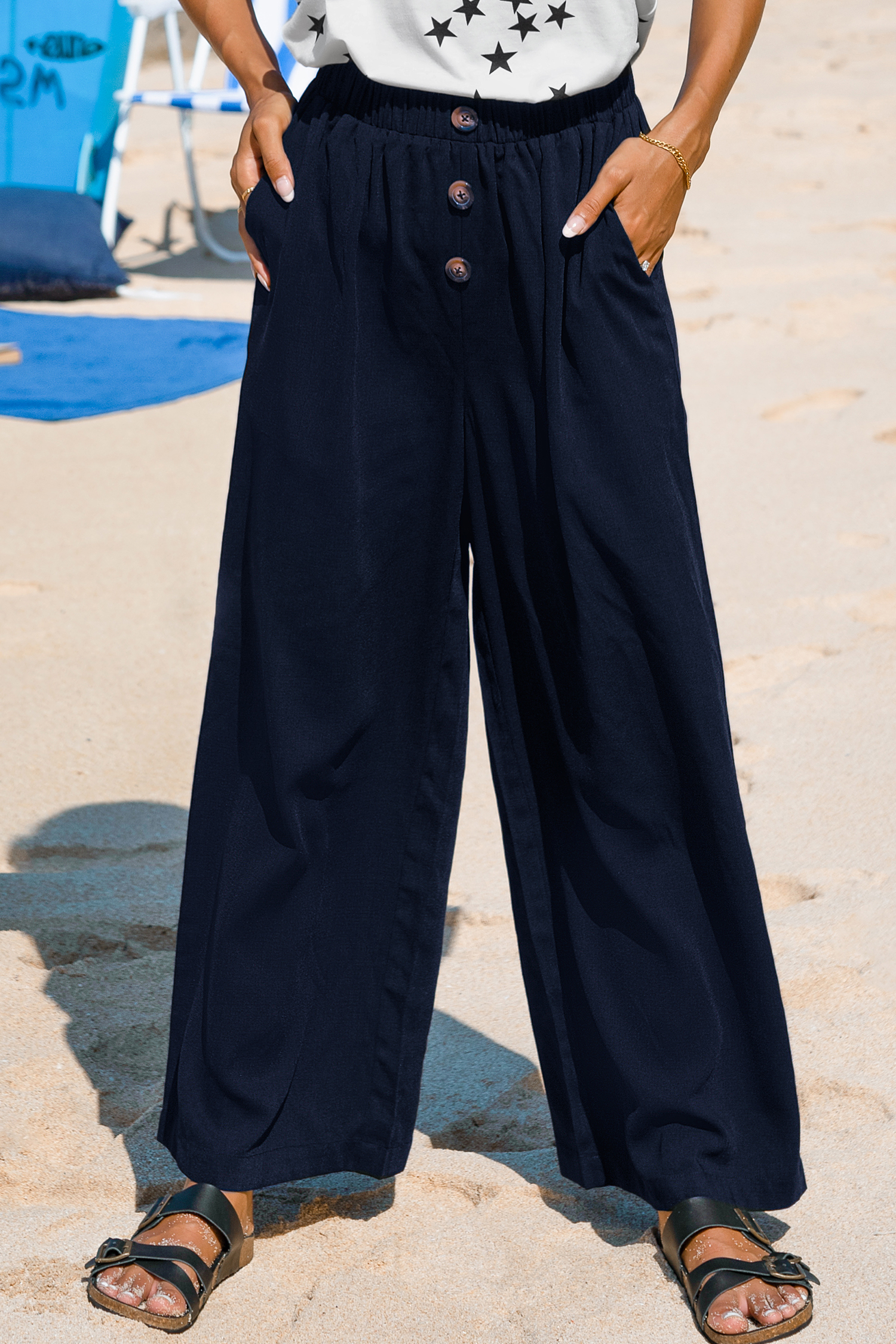 Pantalones de cintura alta con botones