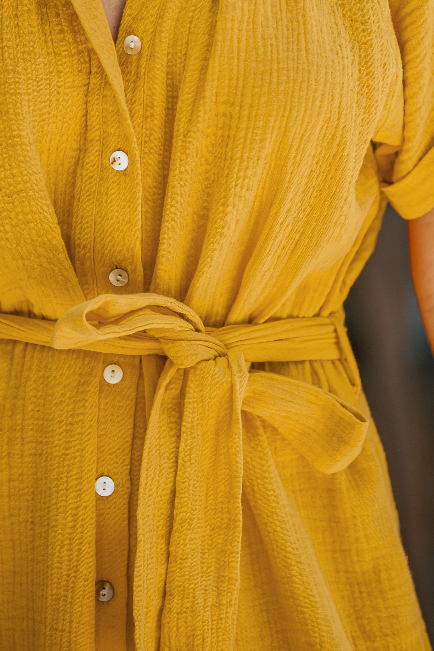 Belted Seersucker Mini Dress