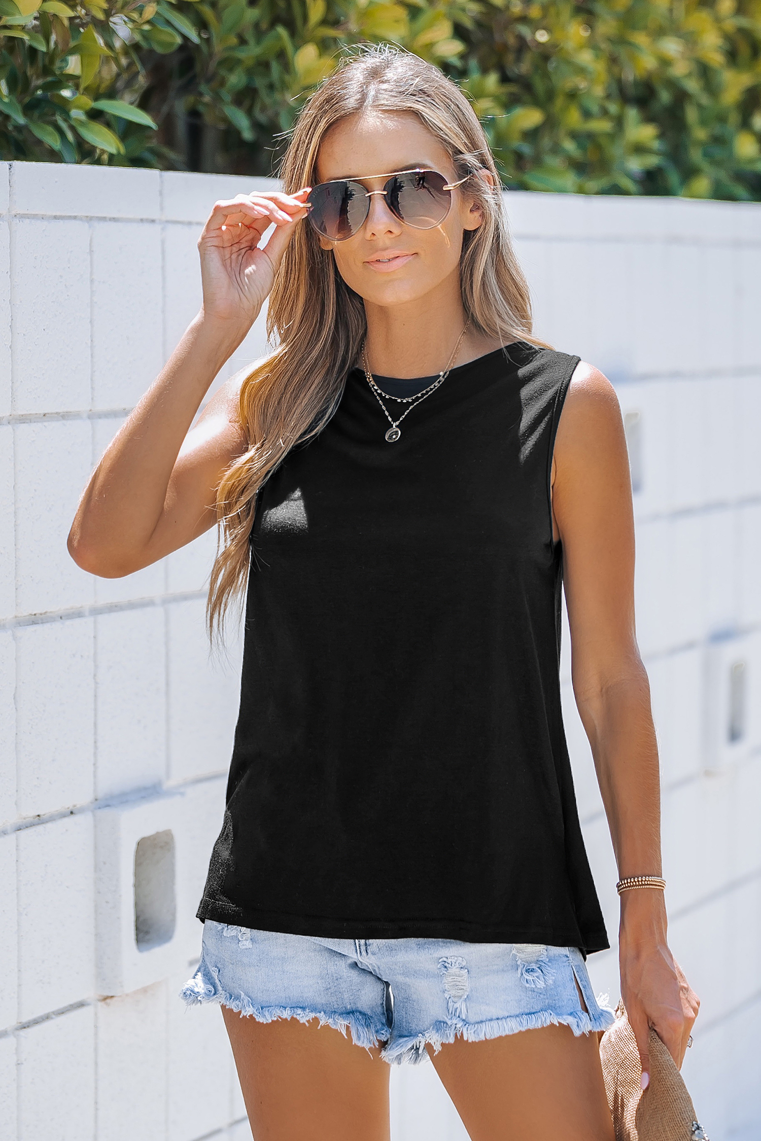 Onyx Lace-Up Tank Top