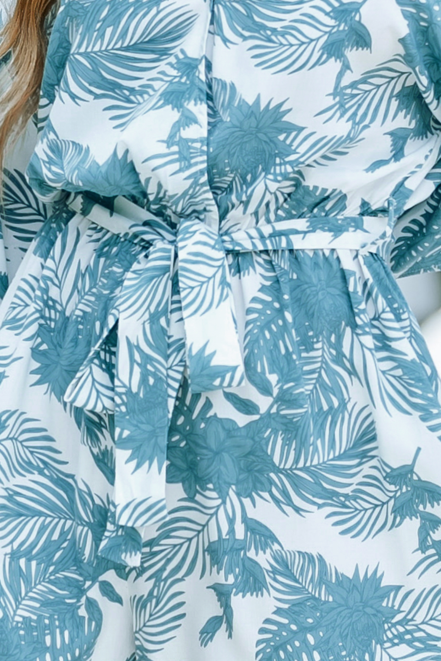 Tropical Floral Leaf Print Belted Romper