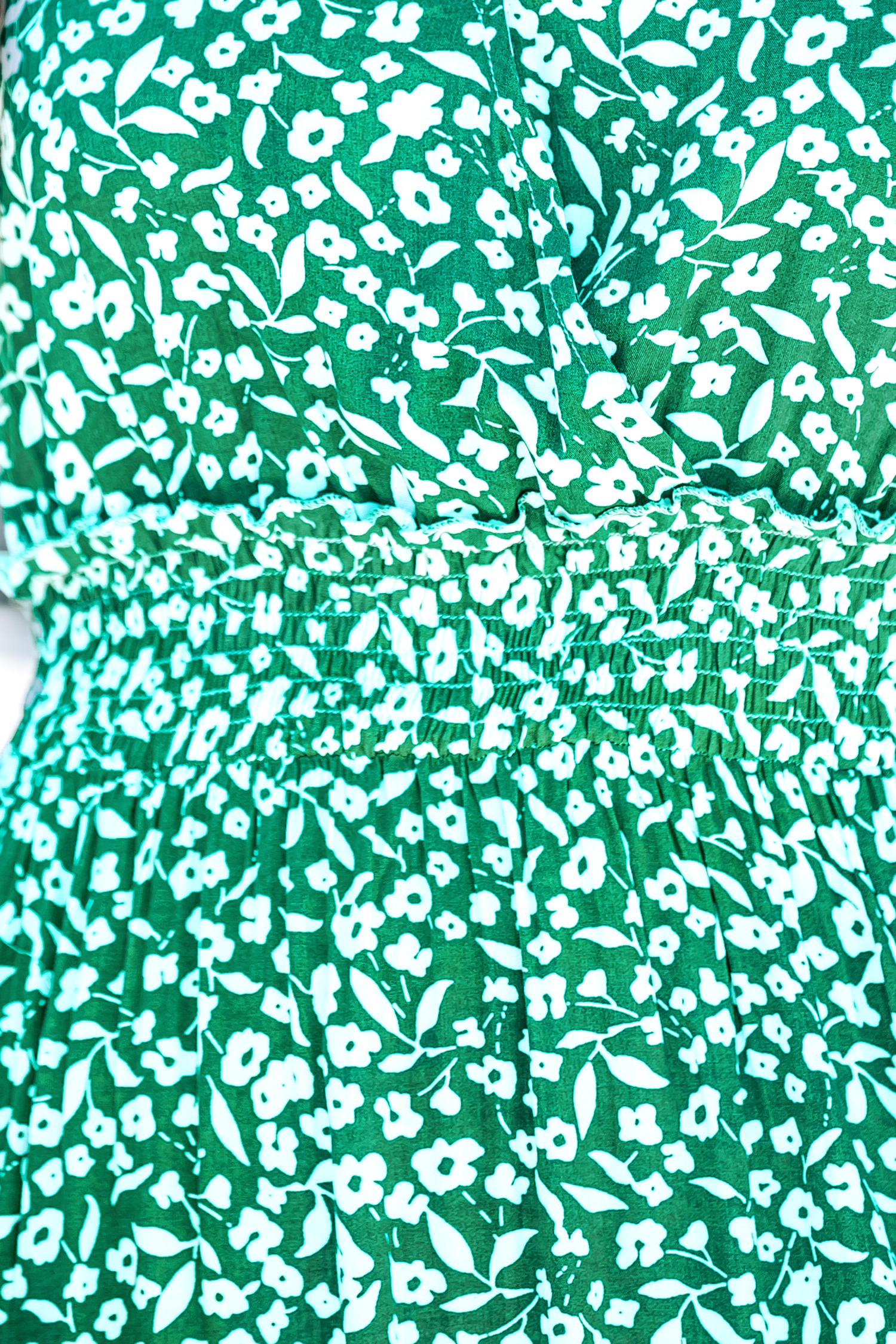 Robe maxi fleurie à smocks