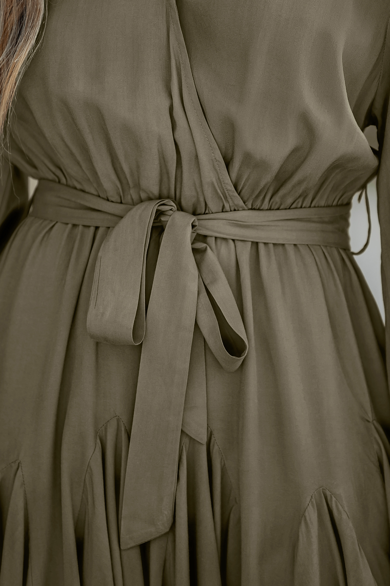 Belted Peasant Sleeve Mini Dress