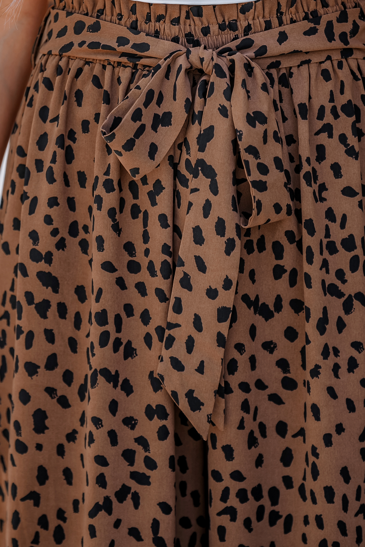 Belted Cheetah Print Wide Leg Pants