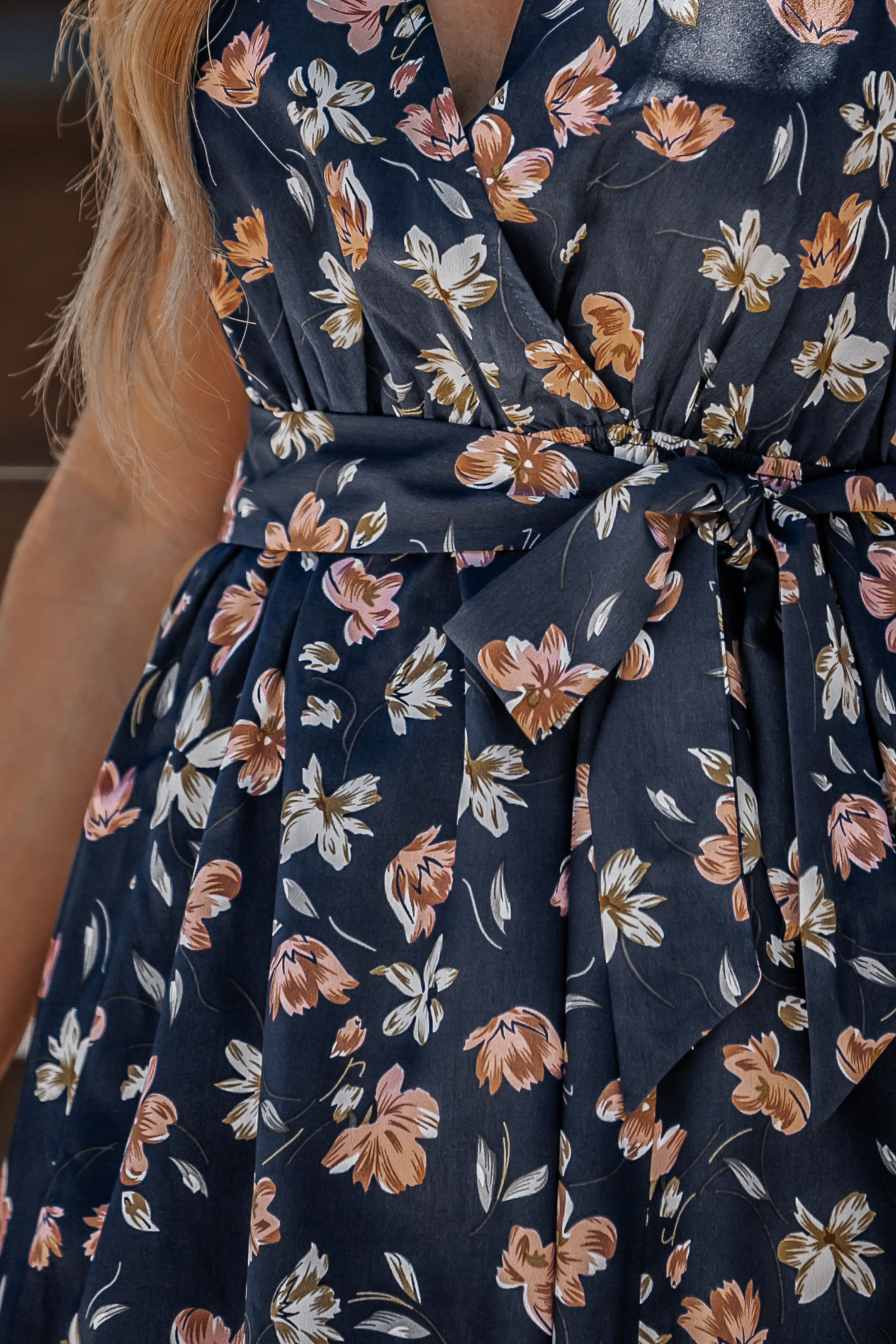 Belted Floral Print Maxi Dress