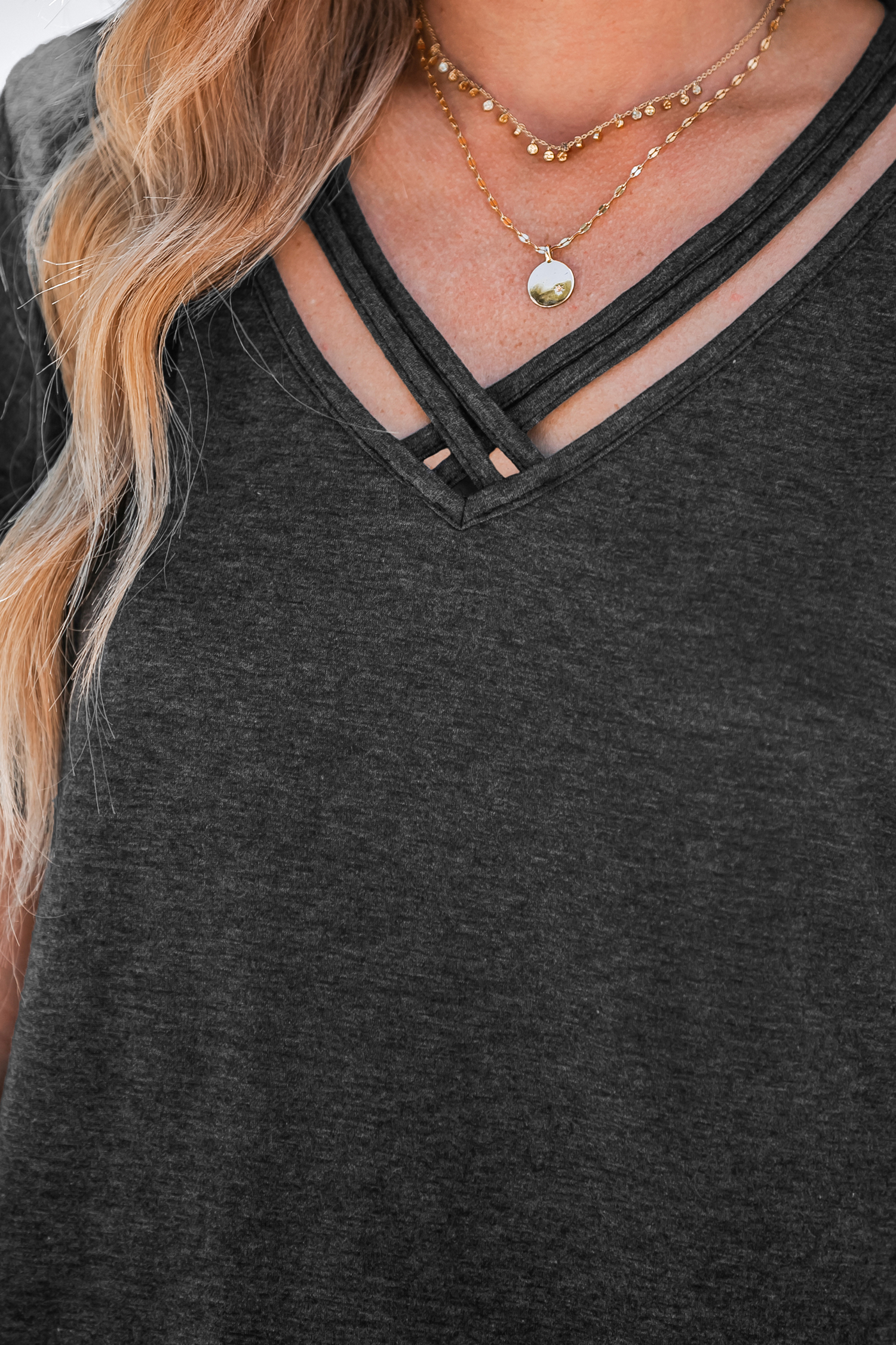 T-shirt découpé à lanières en tricot slub
