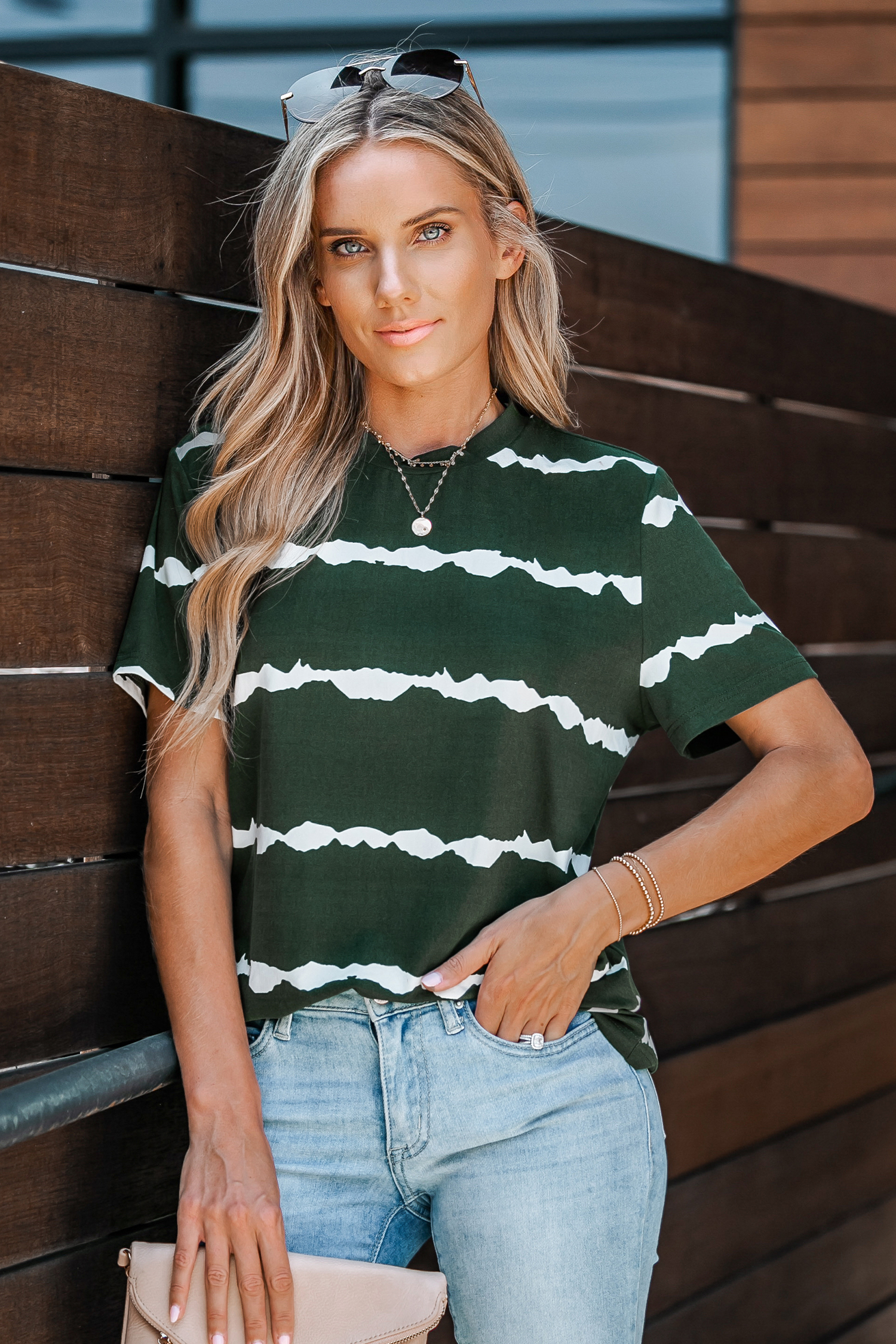 Ombre Striped Dropped Sleeve T-Shirt