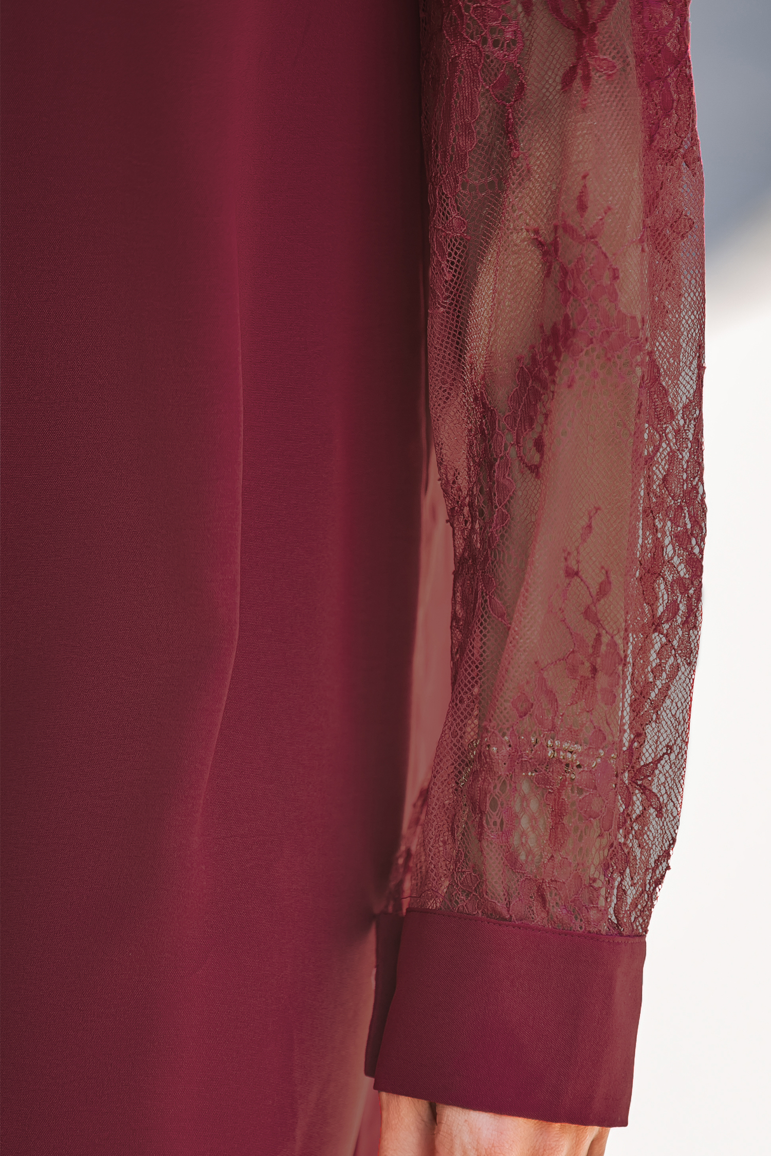 Lace Cutout Mock Neck Mini Dress