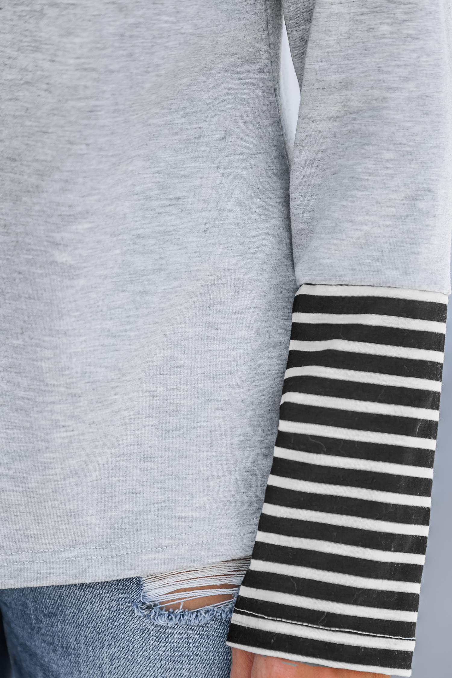 Striped Heathered Knit Henley Tee
