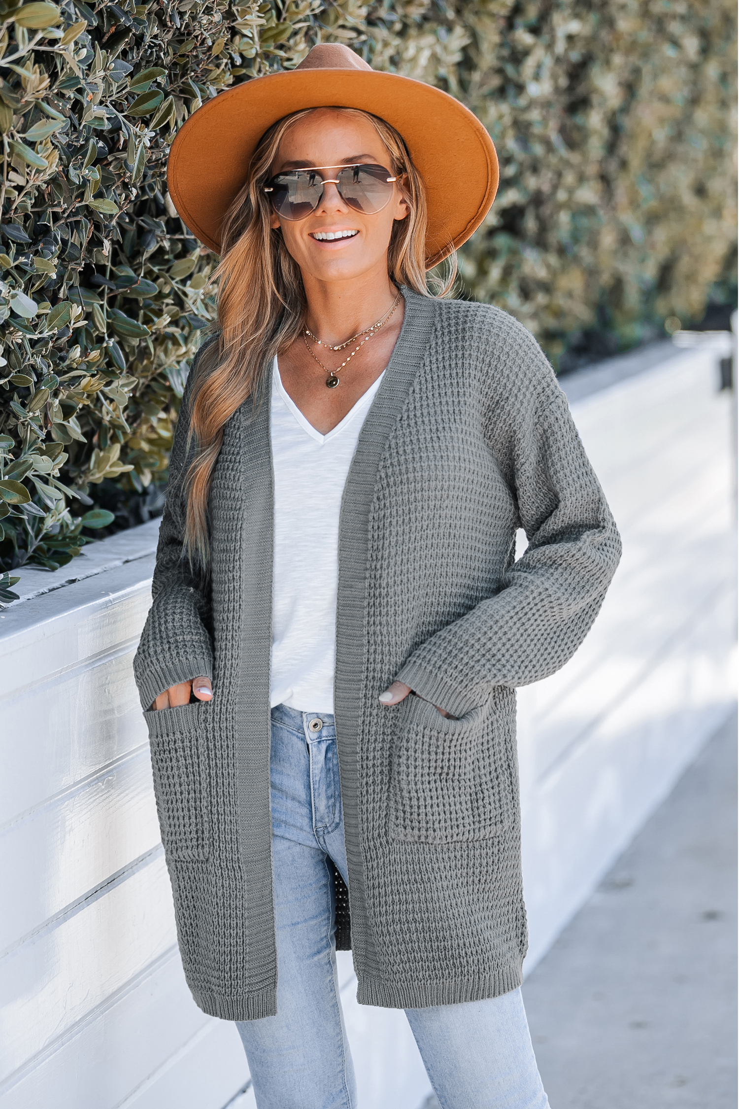 Charcoal Chunky Knit Open-Front Cardigan