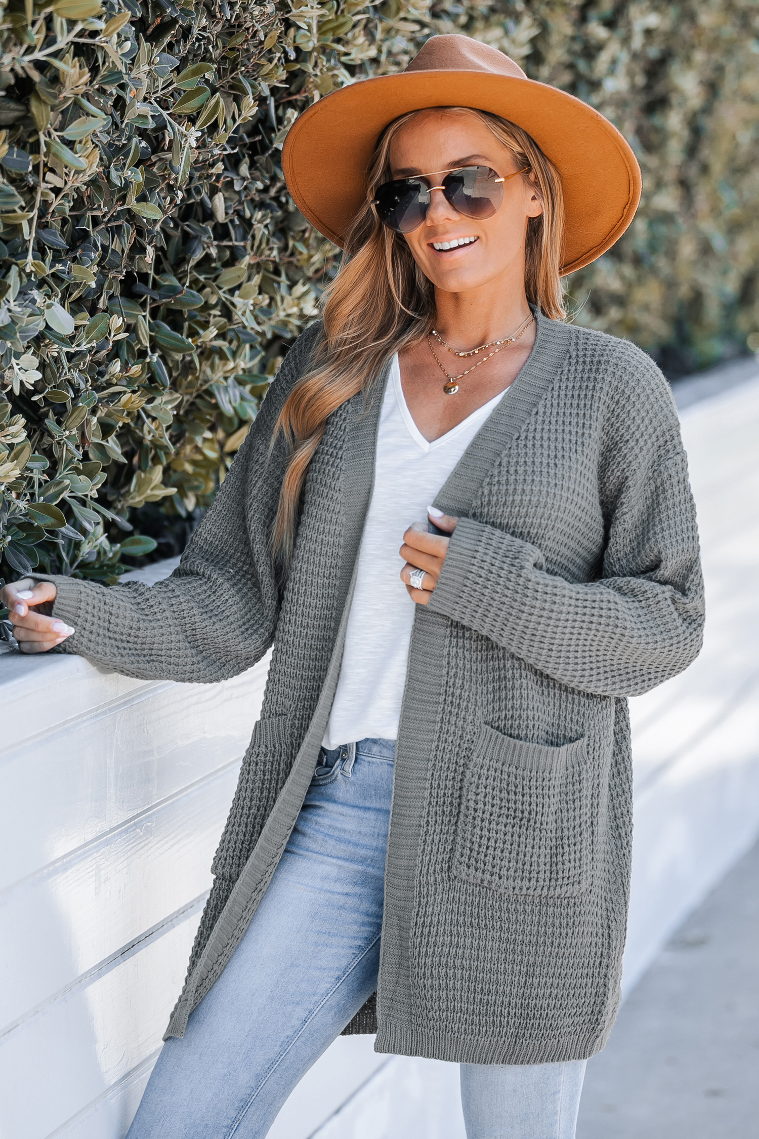Charcoal Chunky Knit Open-Front Cardigan