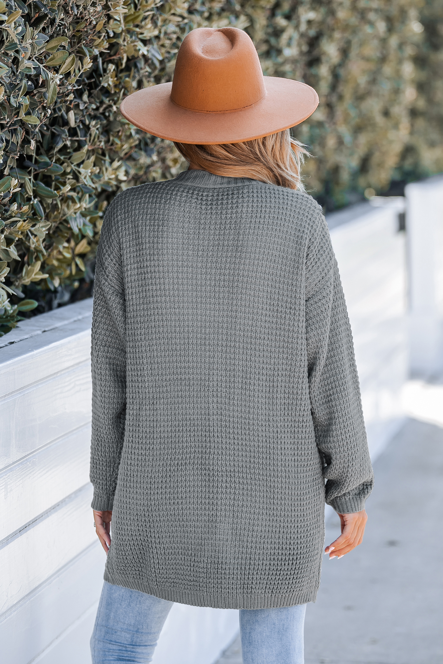 Charcoal Chunky Knit Open-Front Cardigan