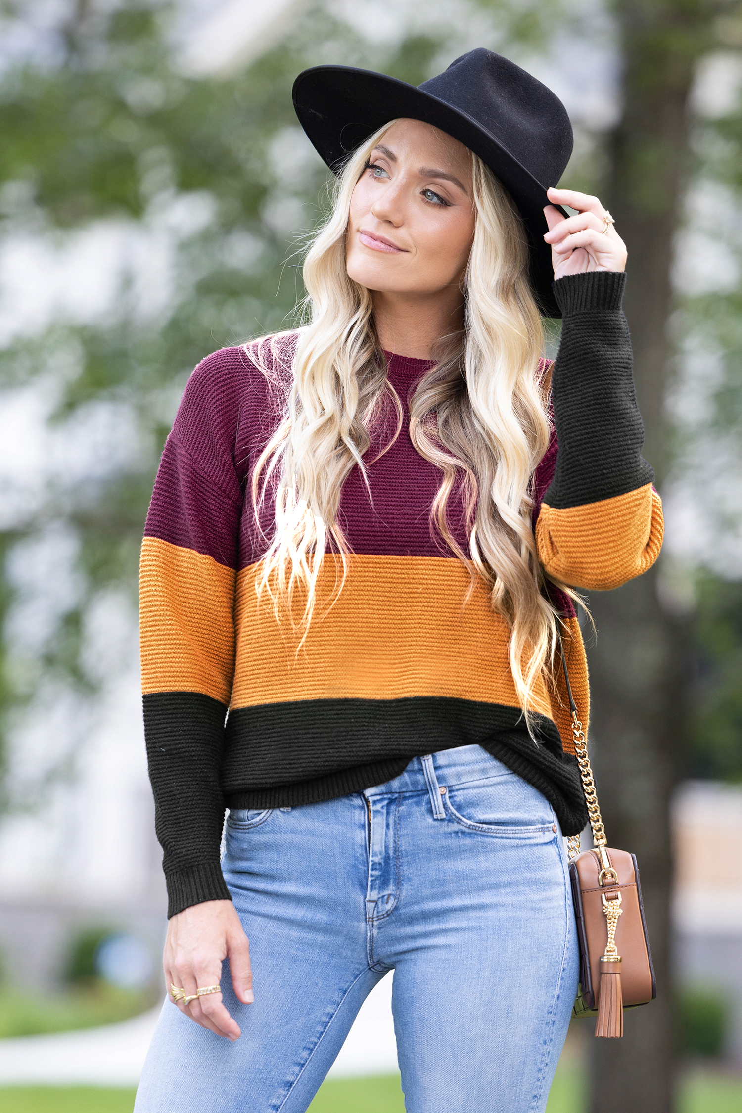 Colorblock Striped Rib Jumper