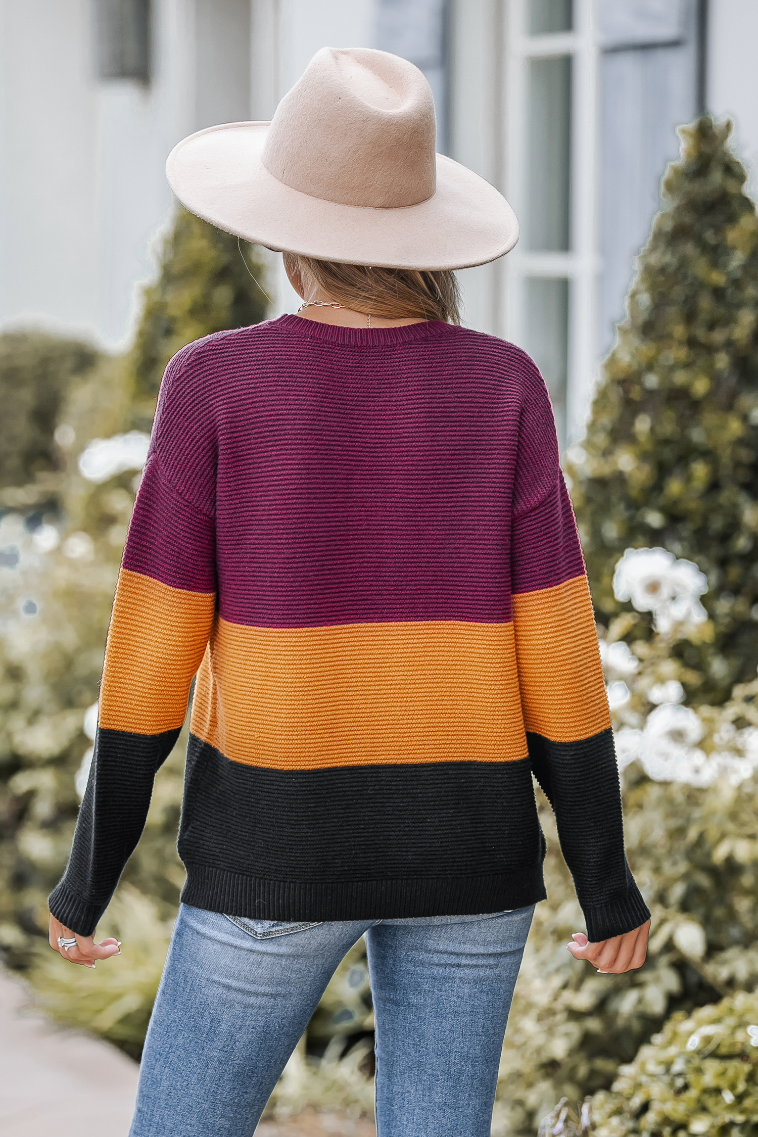 Colorblock Striped Rib Jumper