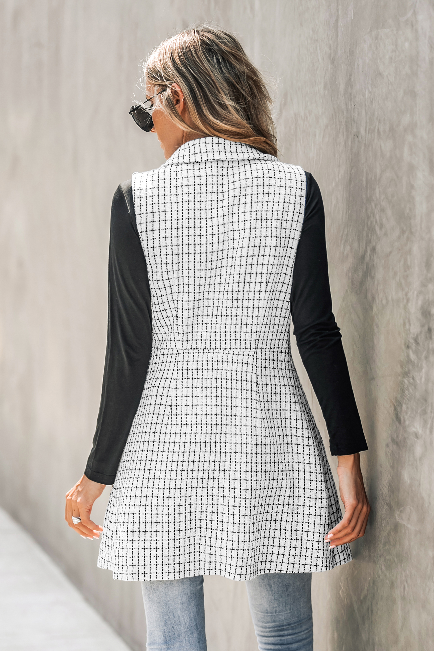 Verdusa Women's Elegant Shawl Collar Double Breasted Sleeveless Blazer