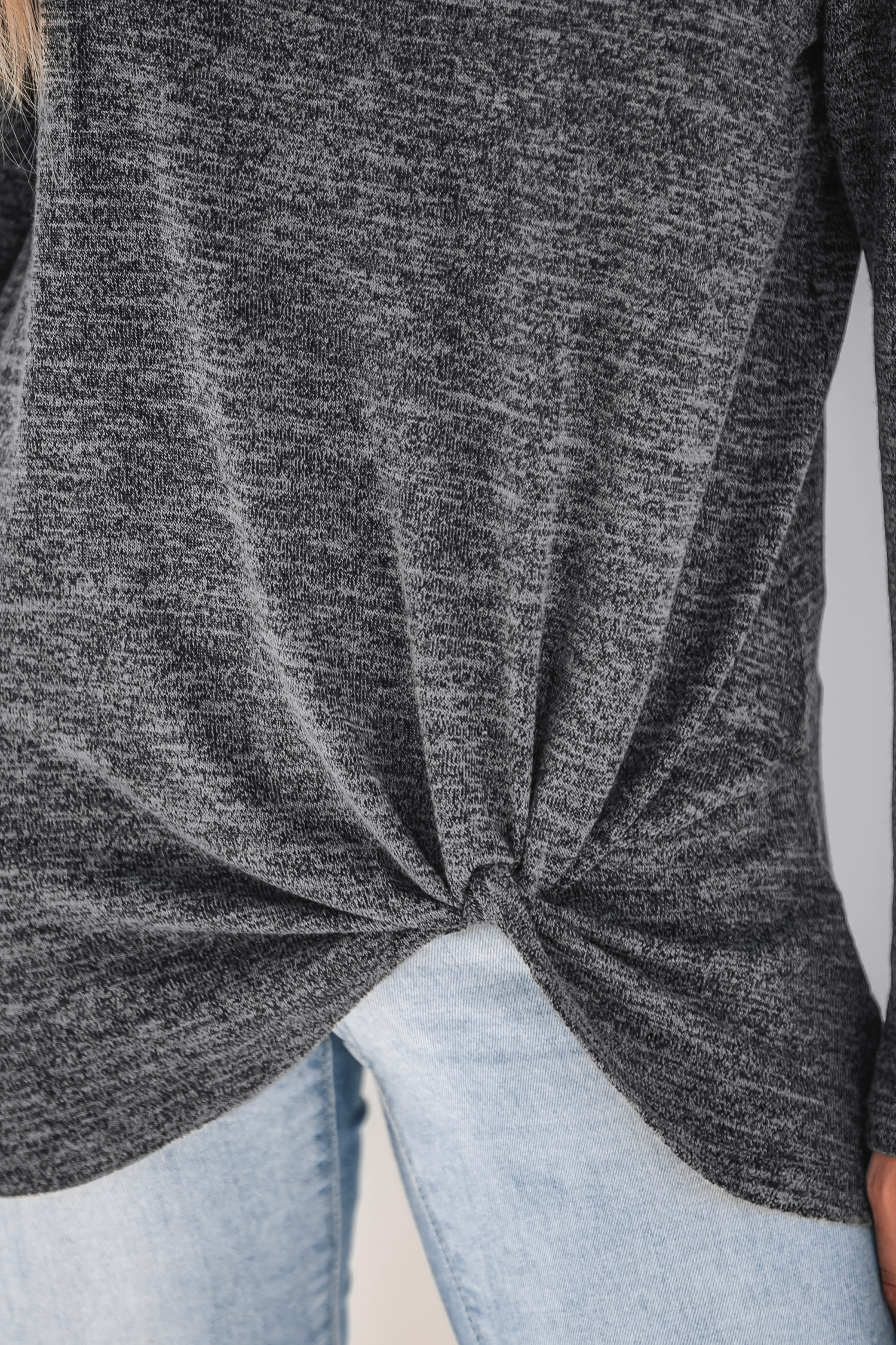 Marled Knit Twist-Hem Tee