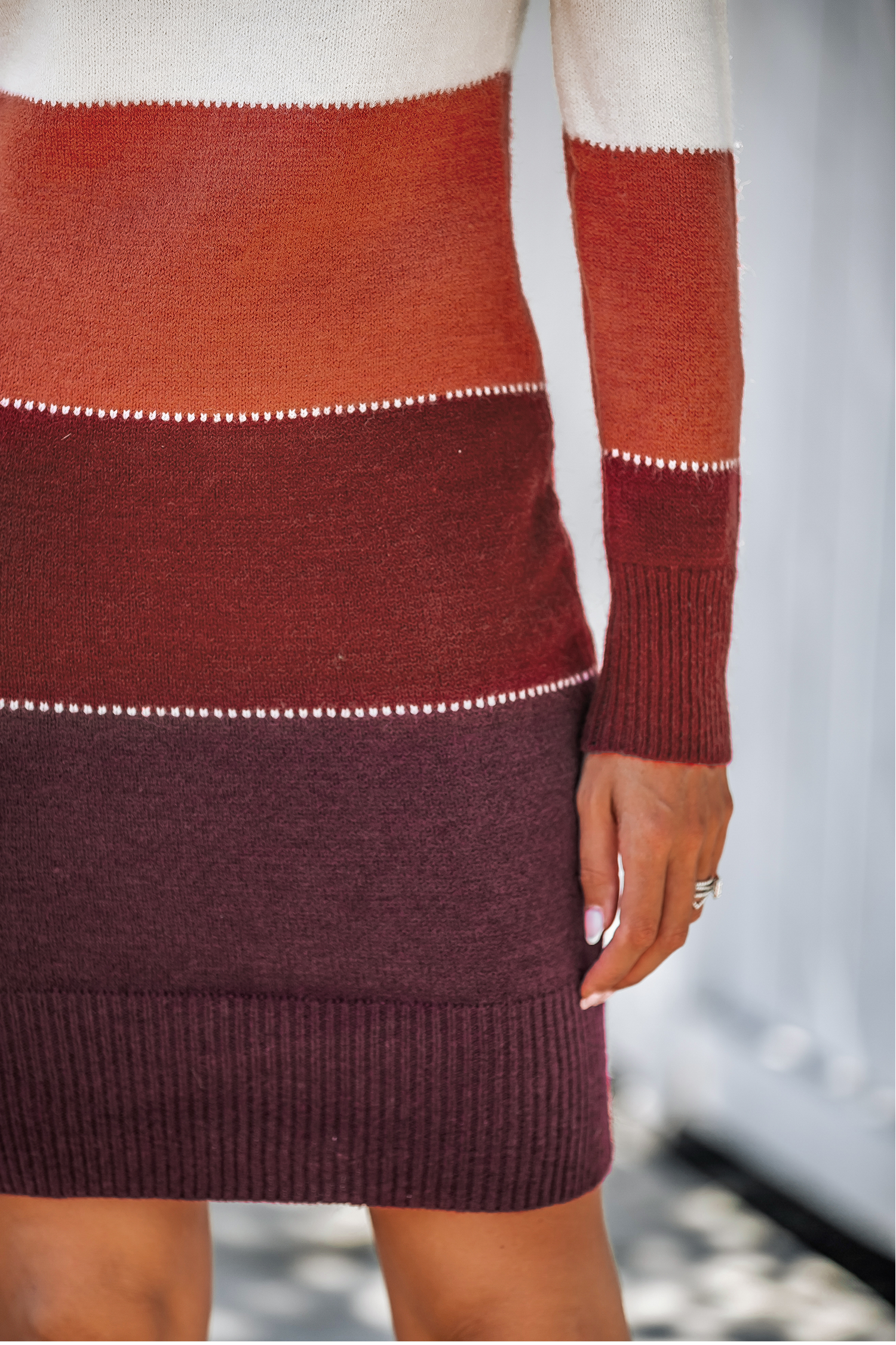 Colorblock Bodycon Mini Sweater Dress