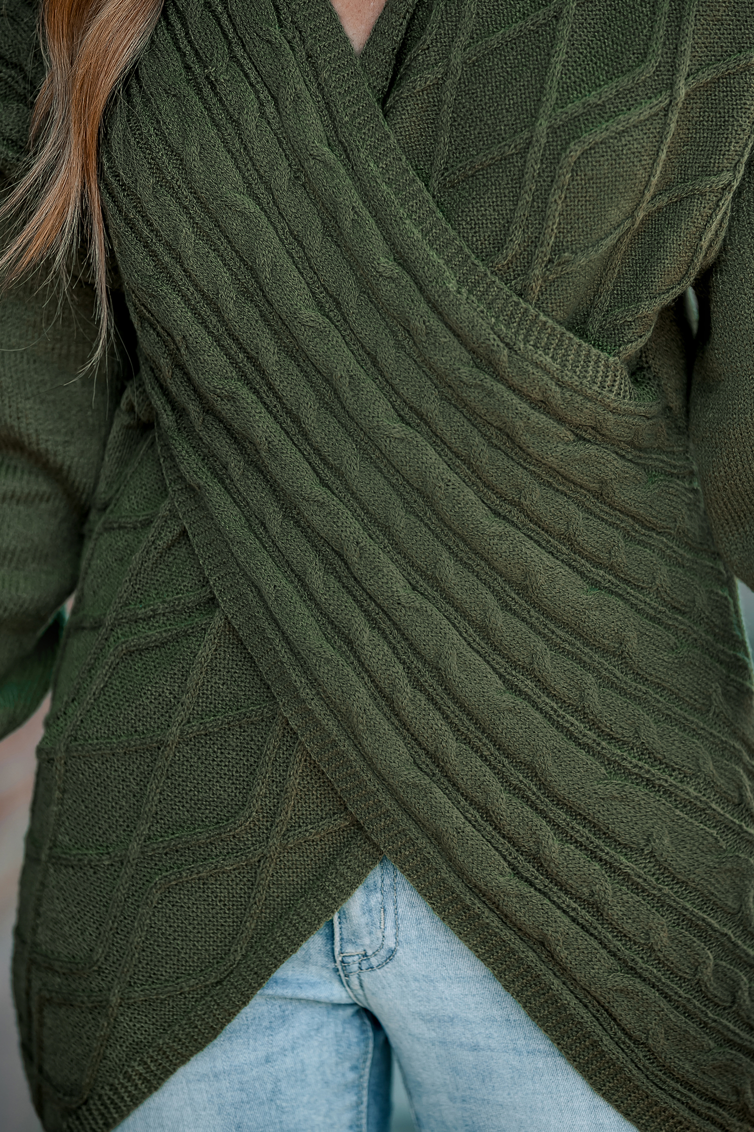 Cable Knit Wrap Sweater