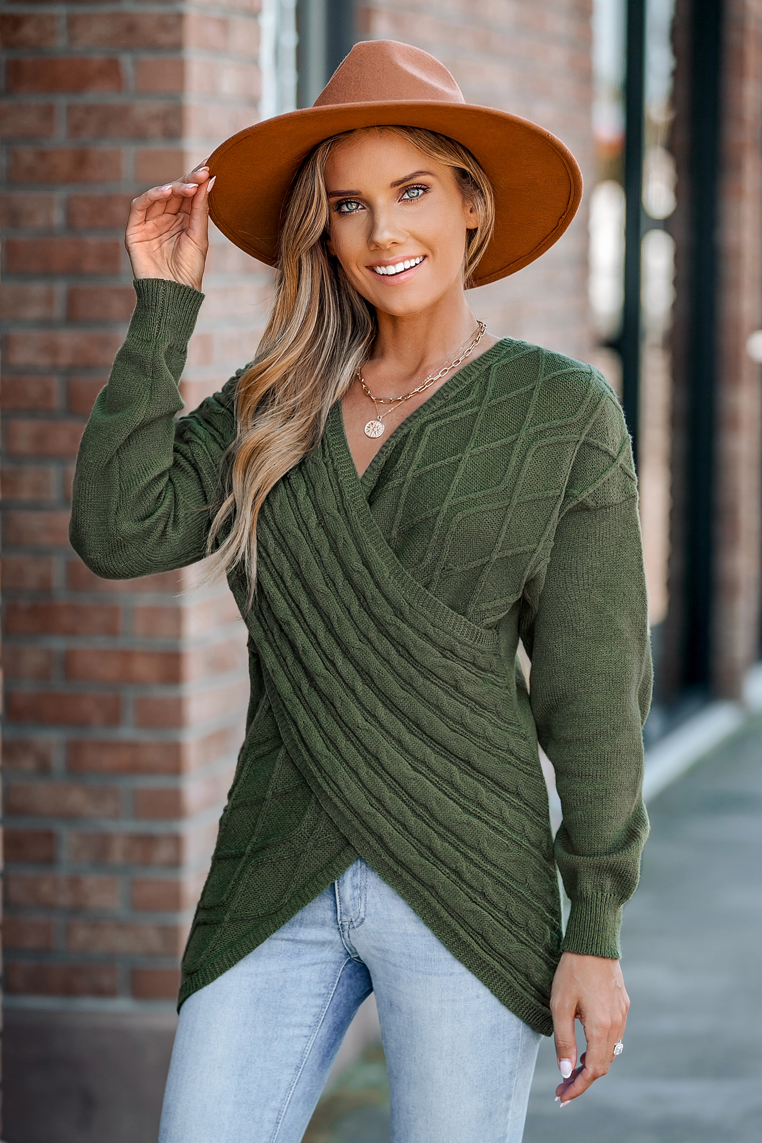 Cable Knit Wrap Sweater