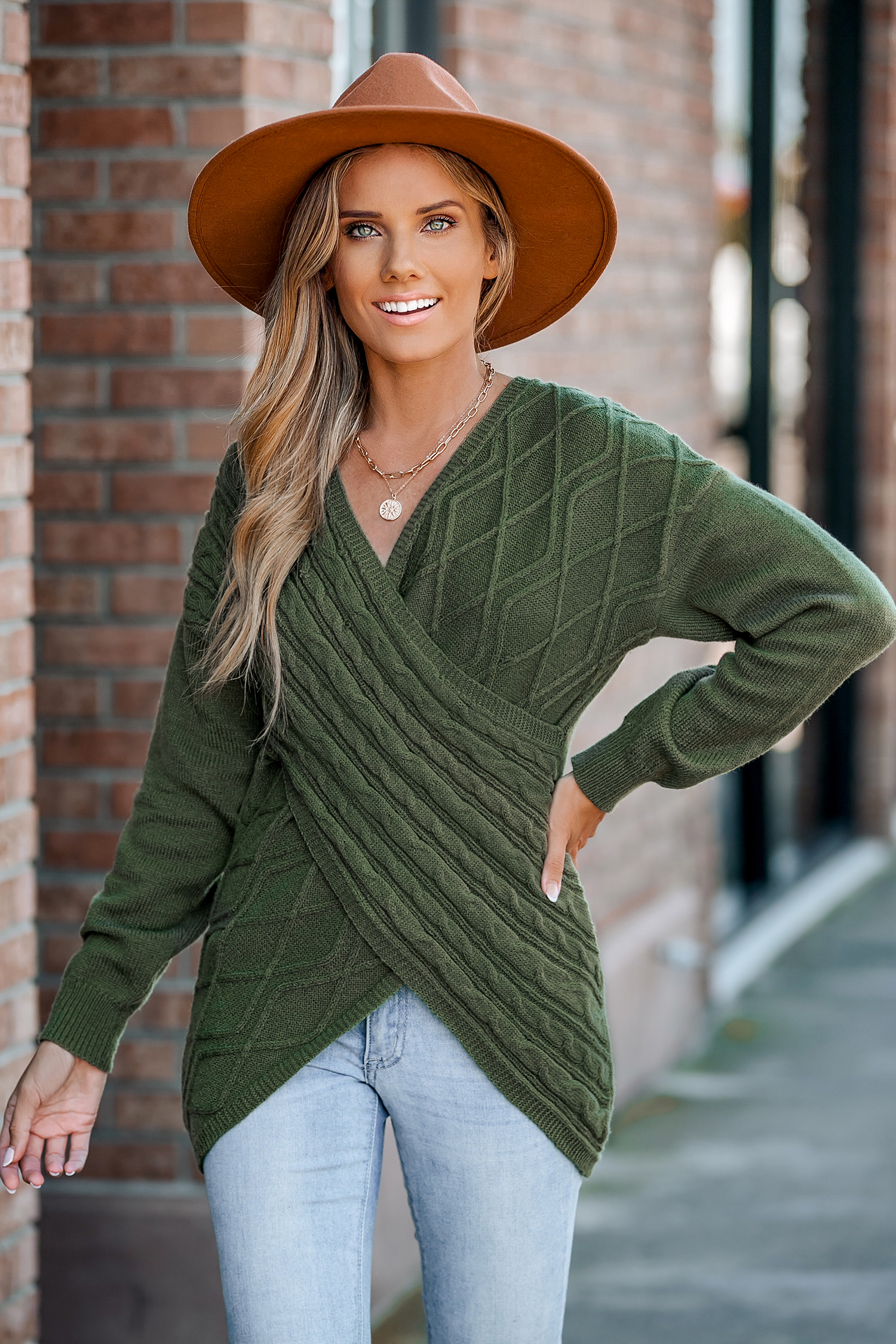 Cable Knit Wrap Sweater