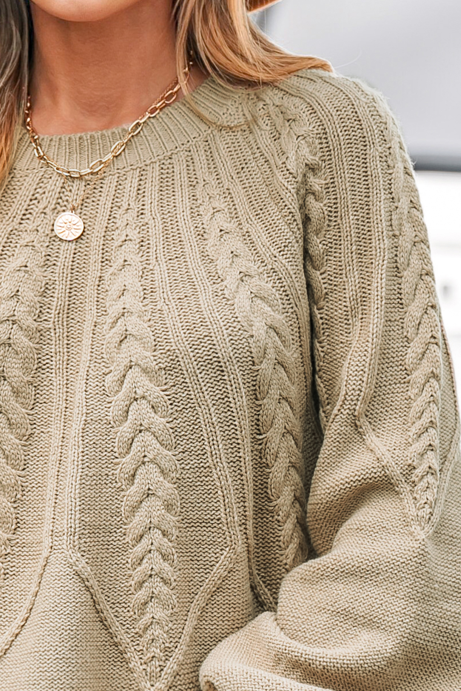 Cable Knit Drop Sleeve Sweater