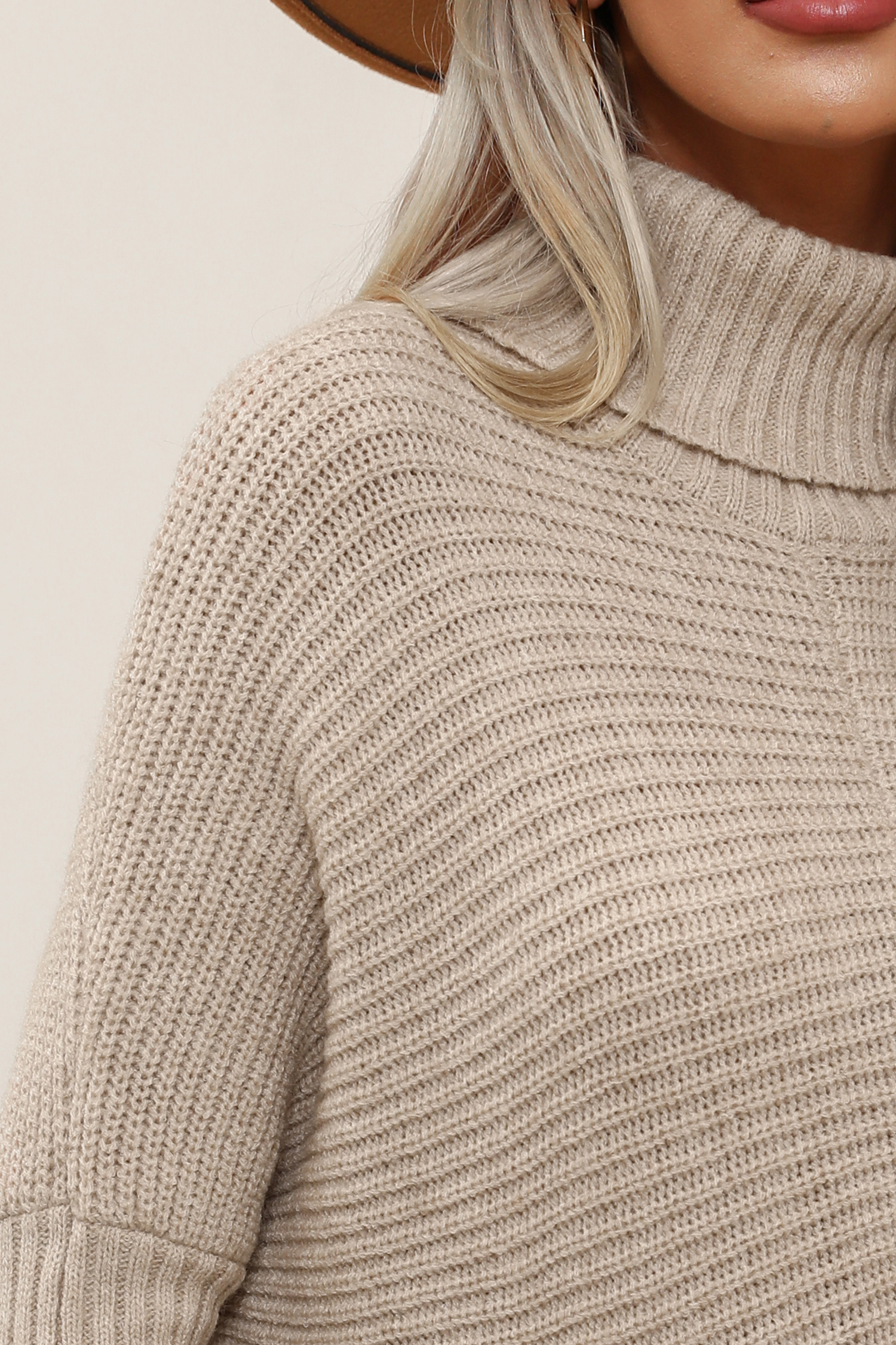 Ribbed Turtleneck Mini Sweater Dress