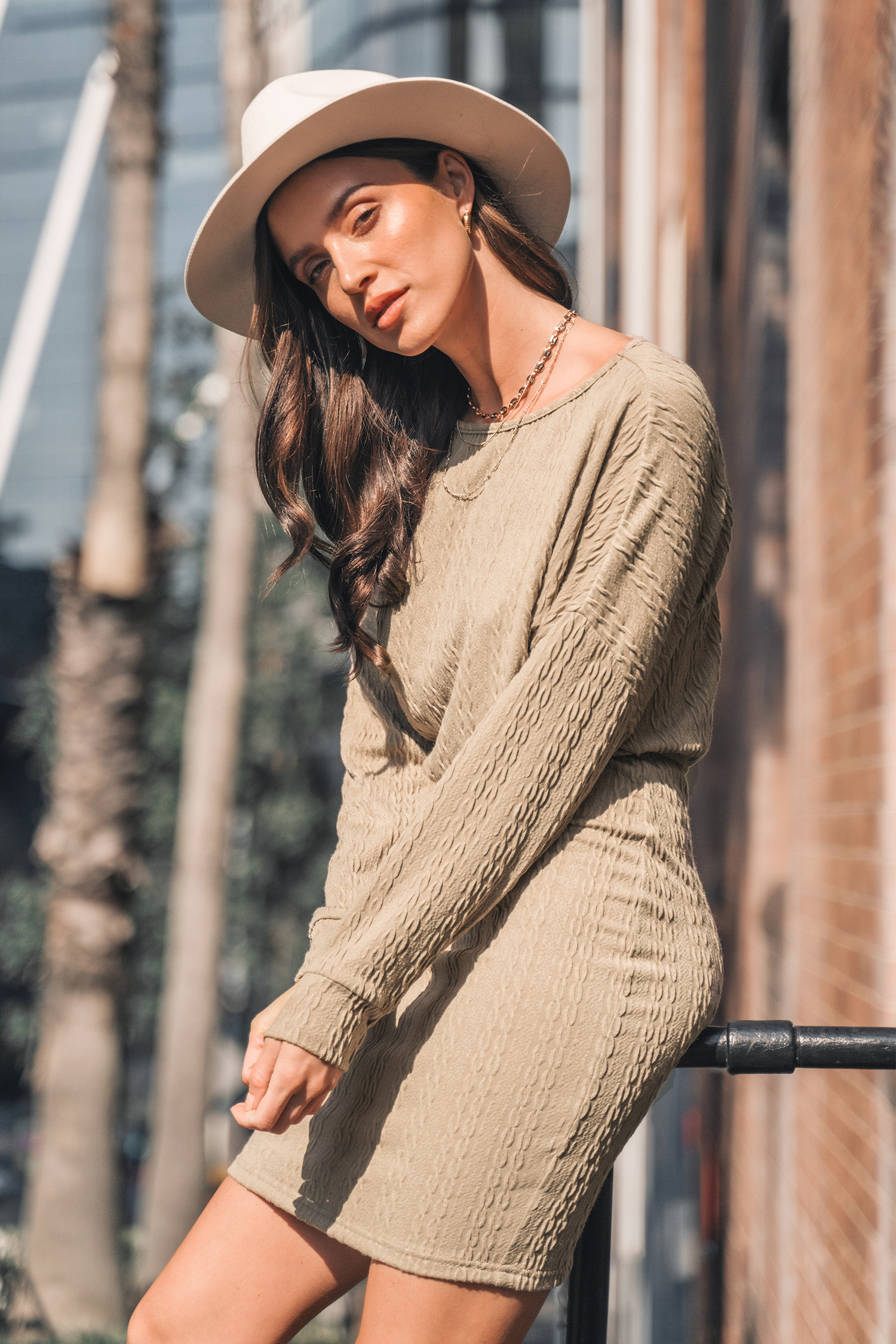 Cable Knit Drop Sleeve Mini Dress