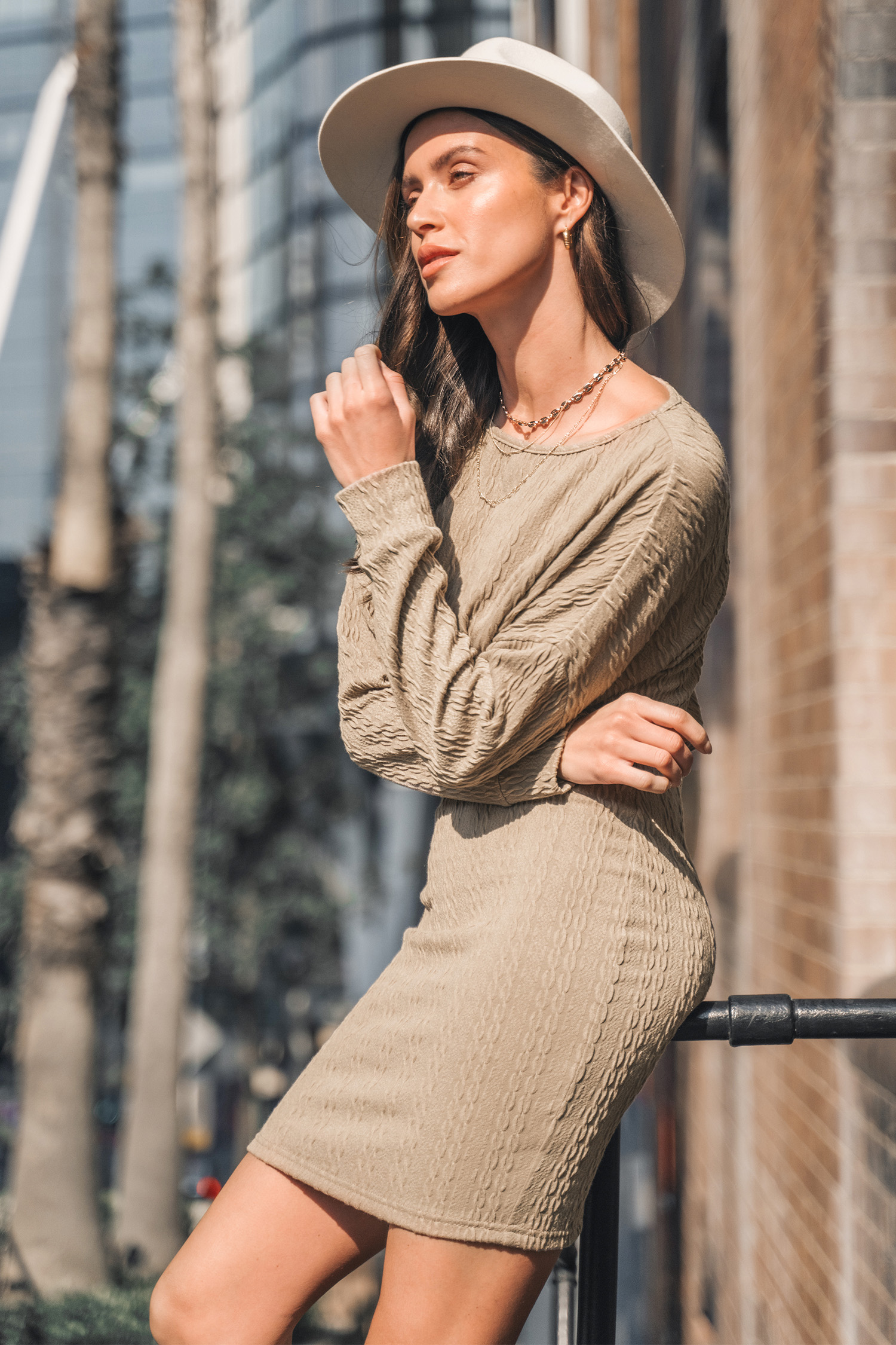 Cable Knit Drop Sleeve Mini Dress