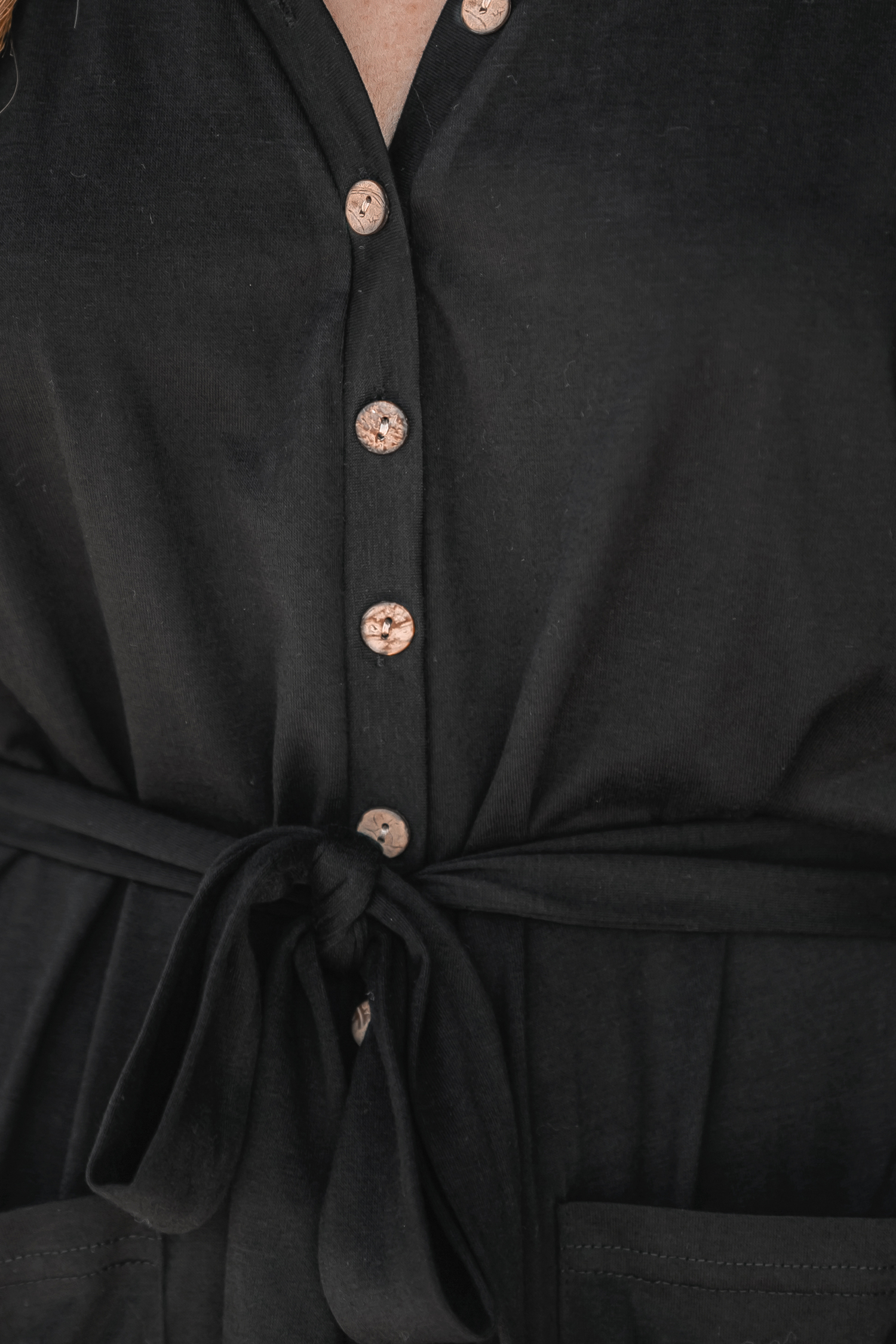 Onyx V-Neck Button-Front Jumpsuit