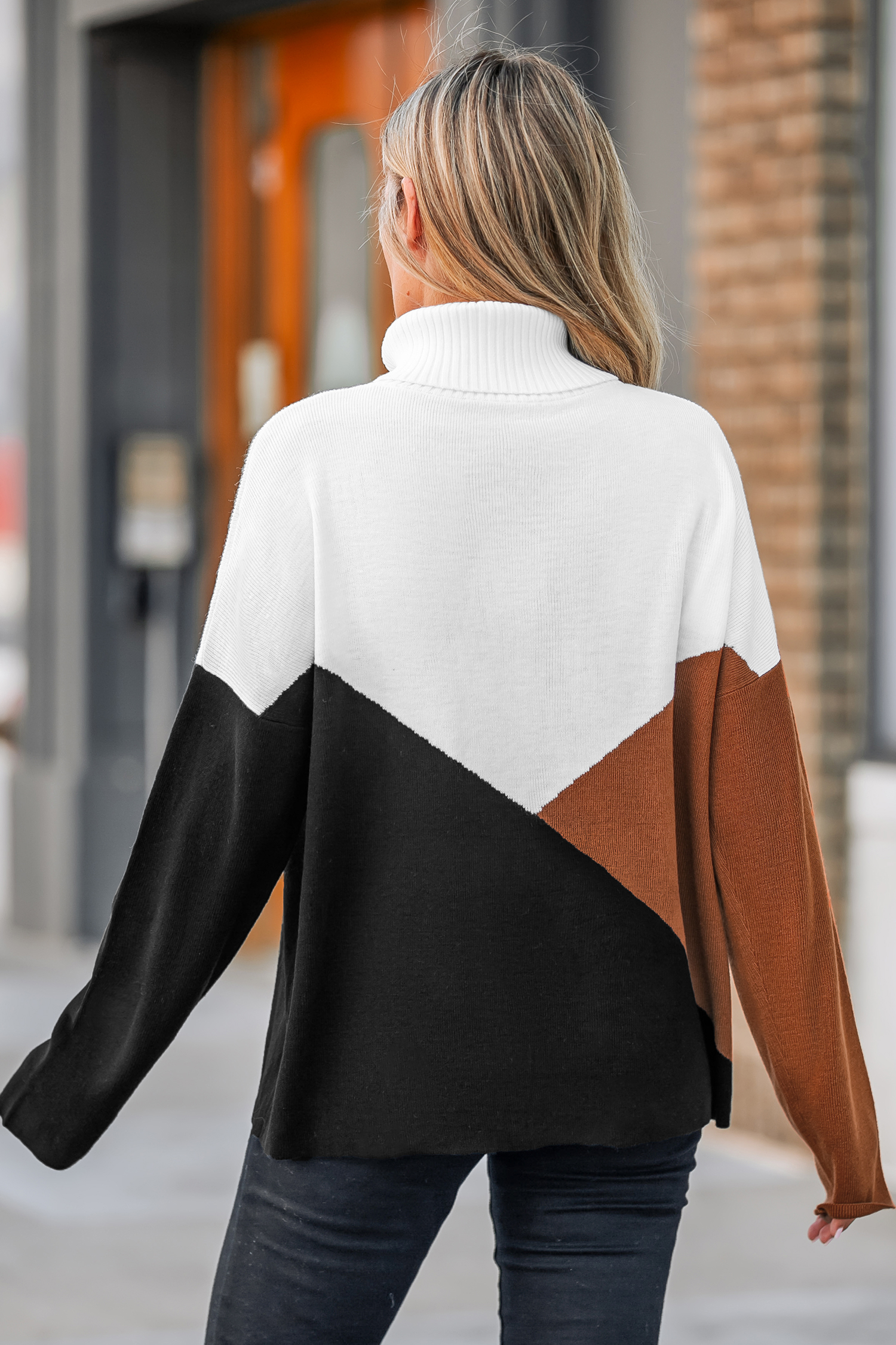 美品　COLOR BLOCK TURTLE KNIT CULLNI 19AW Geometric Color-Block Turtleneck Sweater | Modest Women
