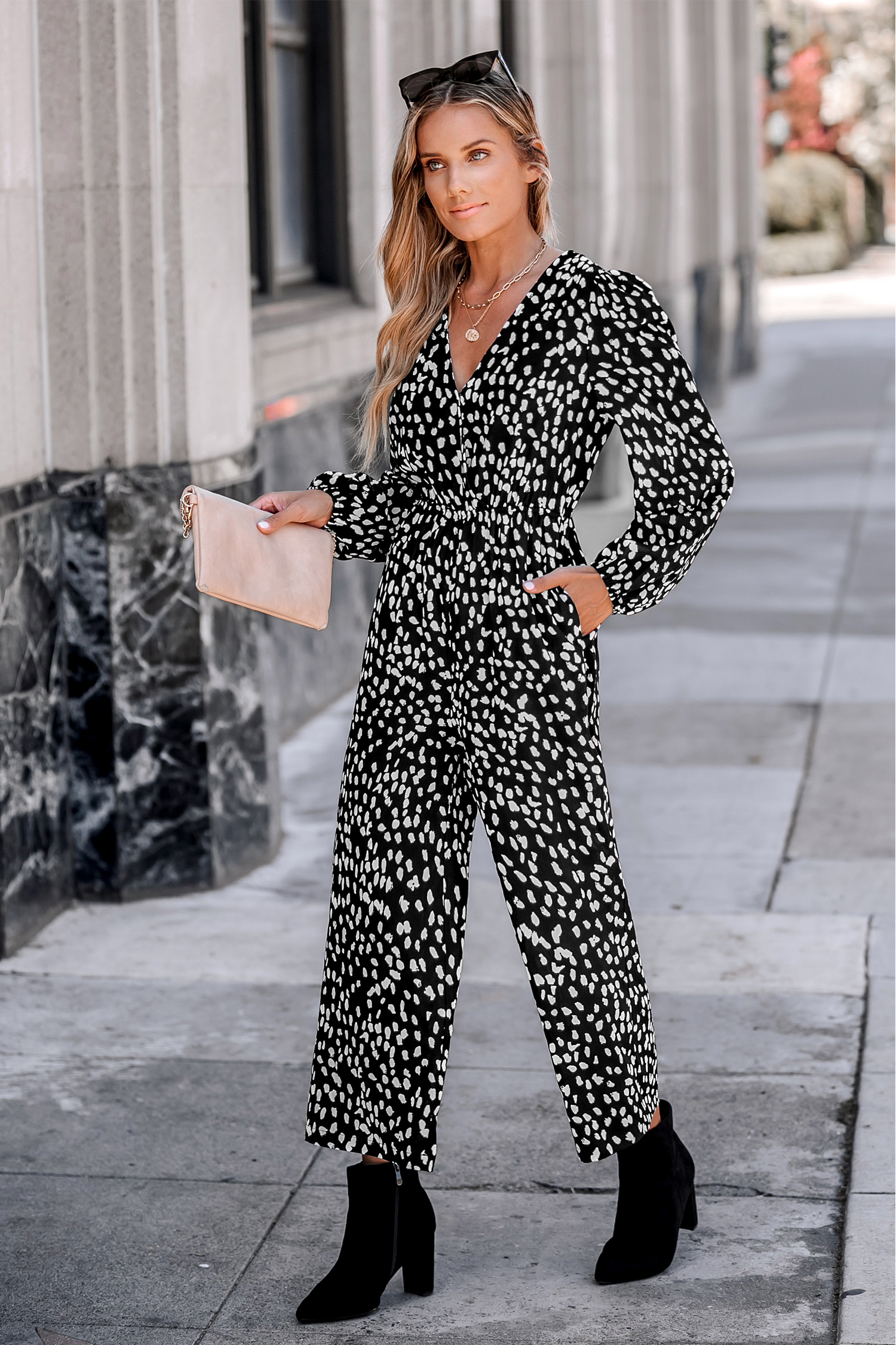 Abstract Print Wide Leg Jumpsuit