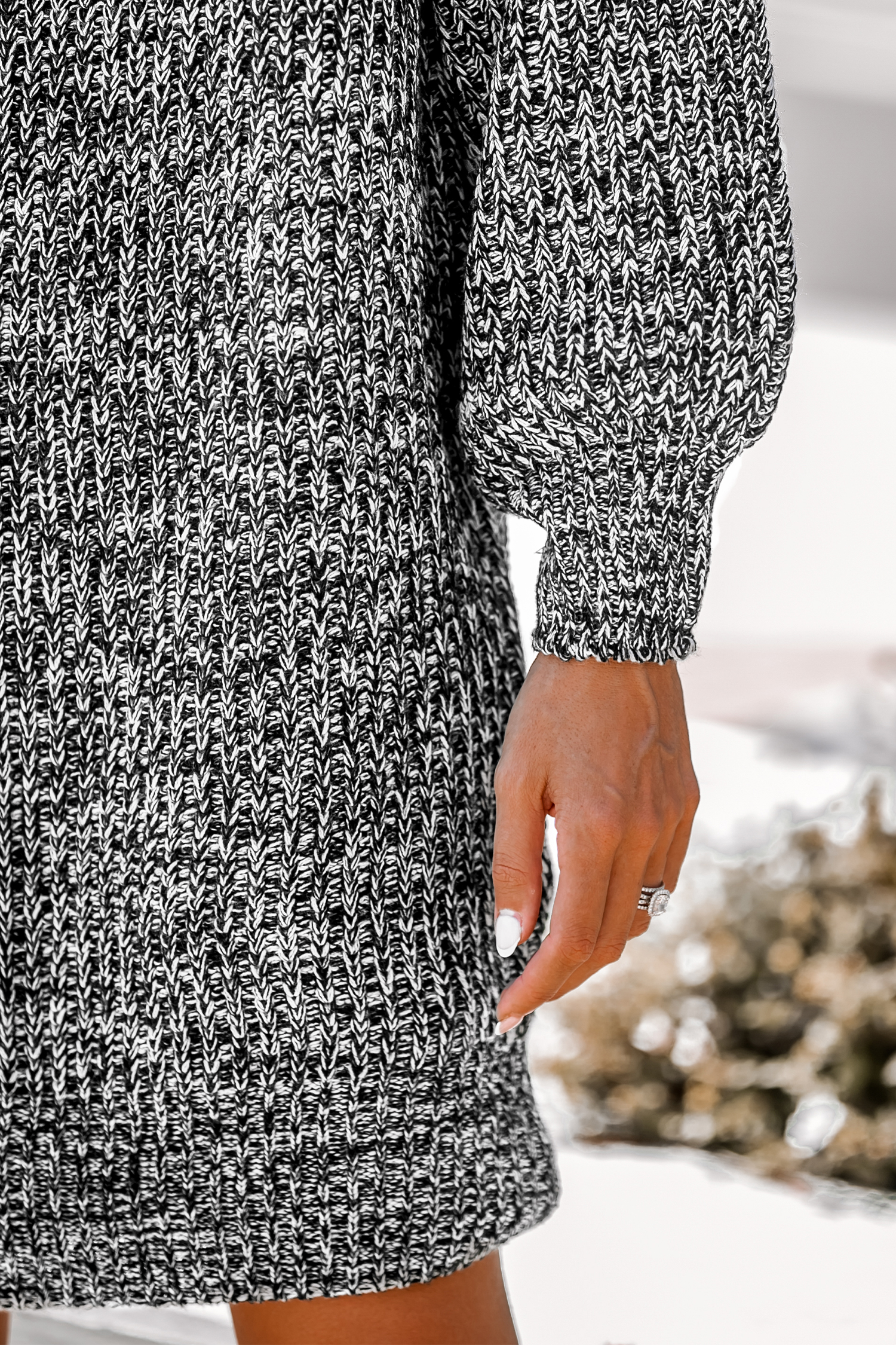 Marled Knit One-Shoulder Sweater Dress
