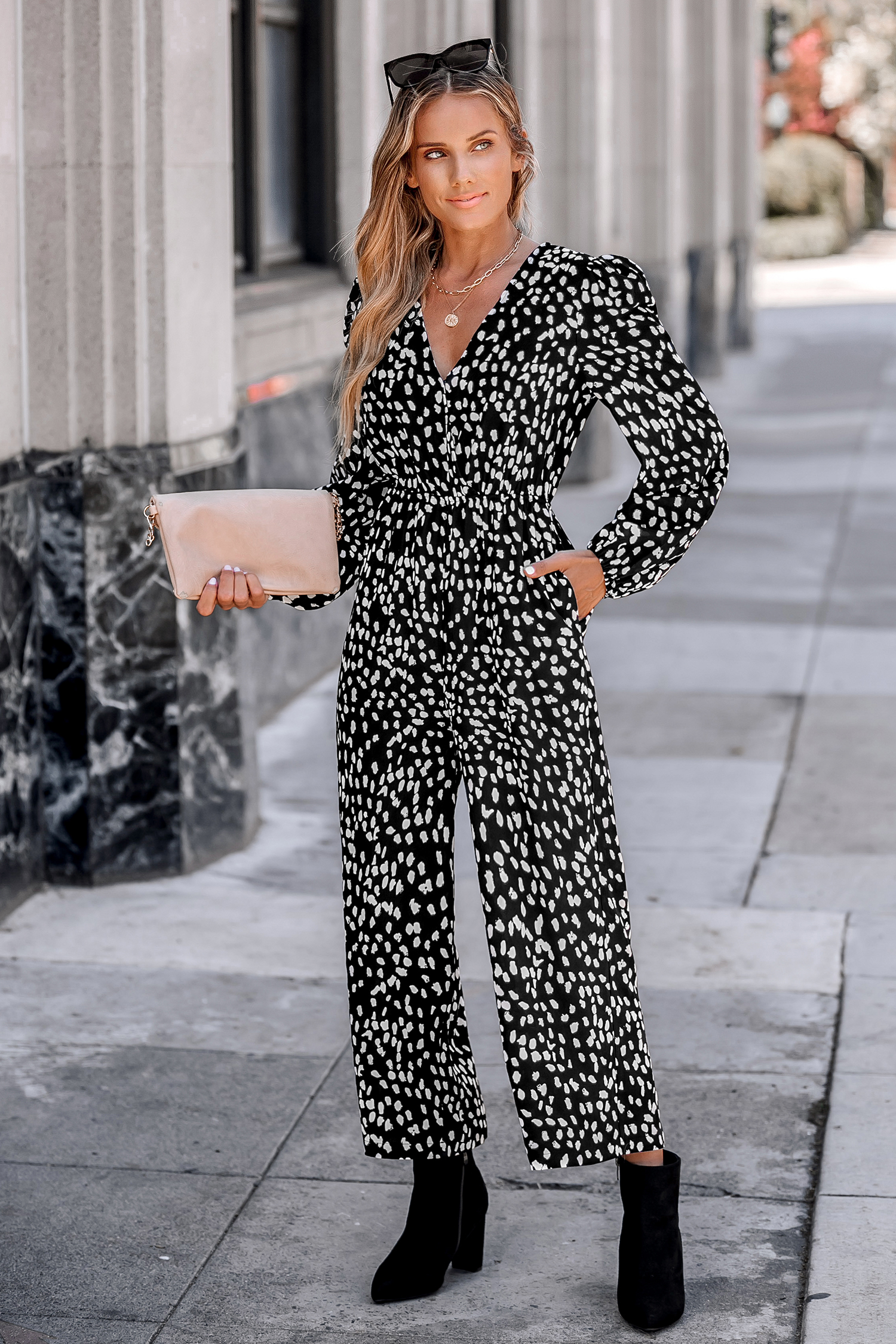 Abstract Print Wide Leg Jumpsuit