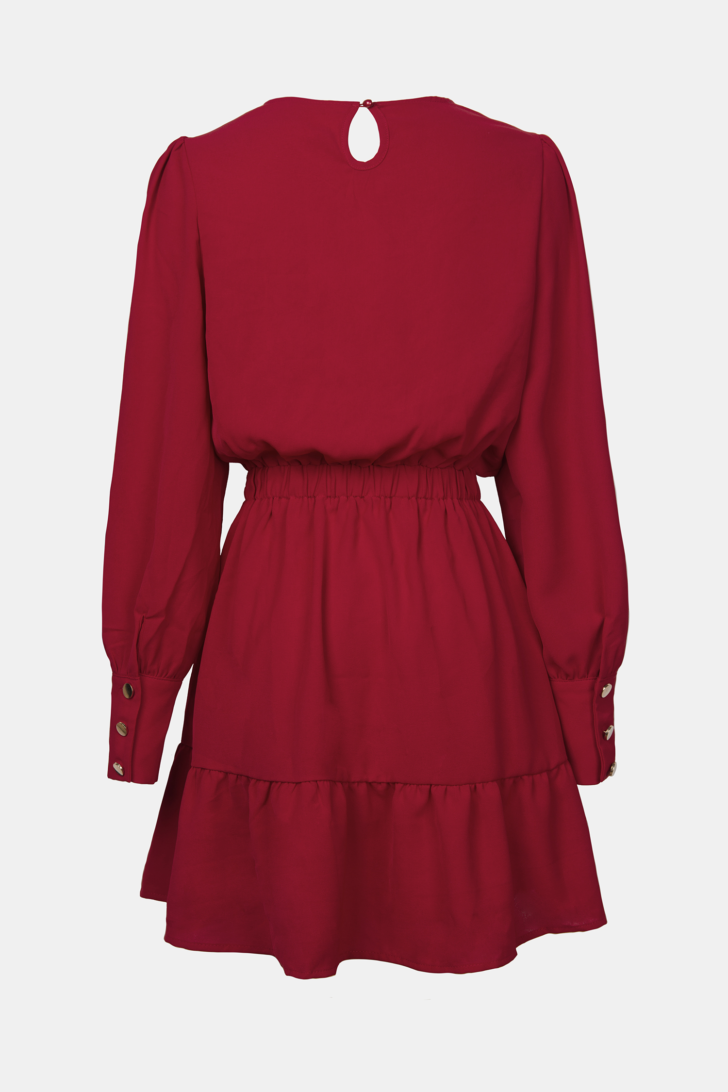 Dames blouse jurk fijn ribfluweel, Bruin rood