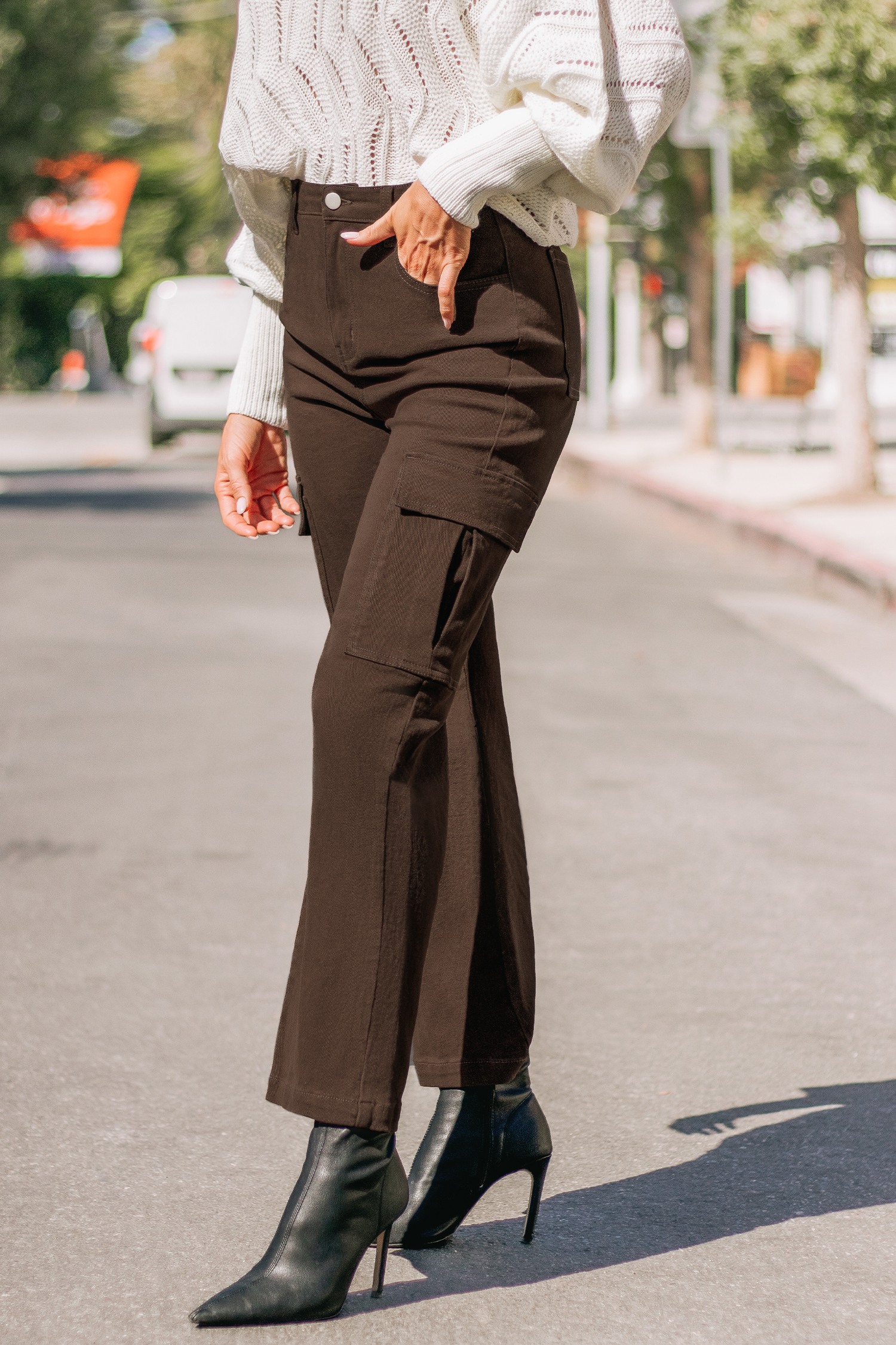 Espresso High Waist Cargo Pants