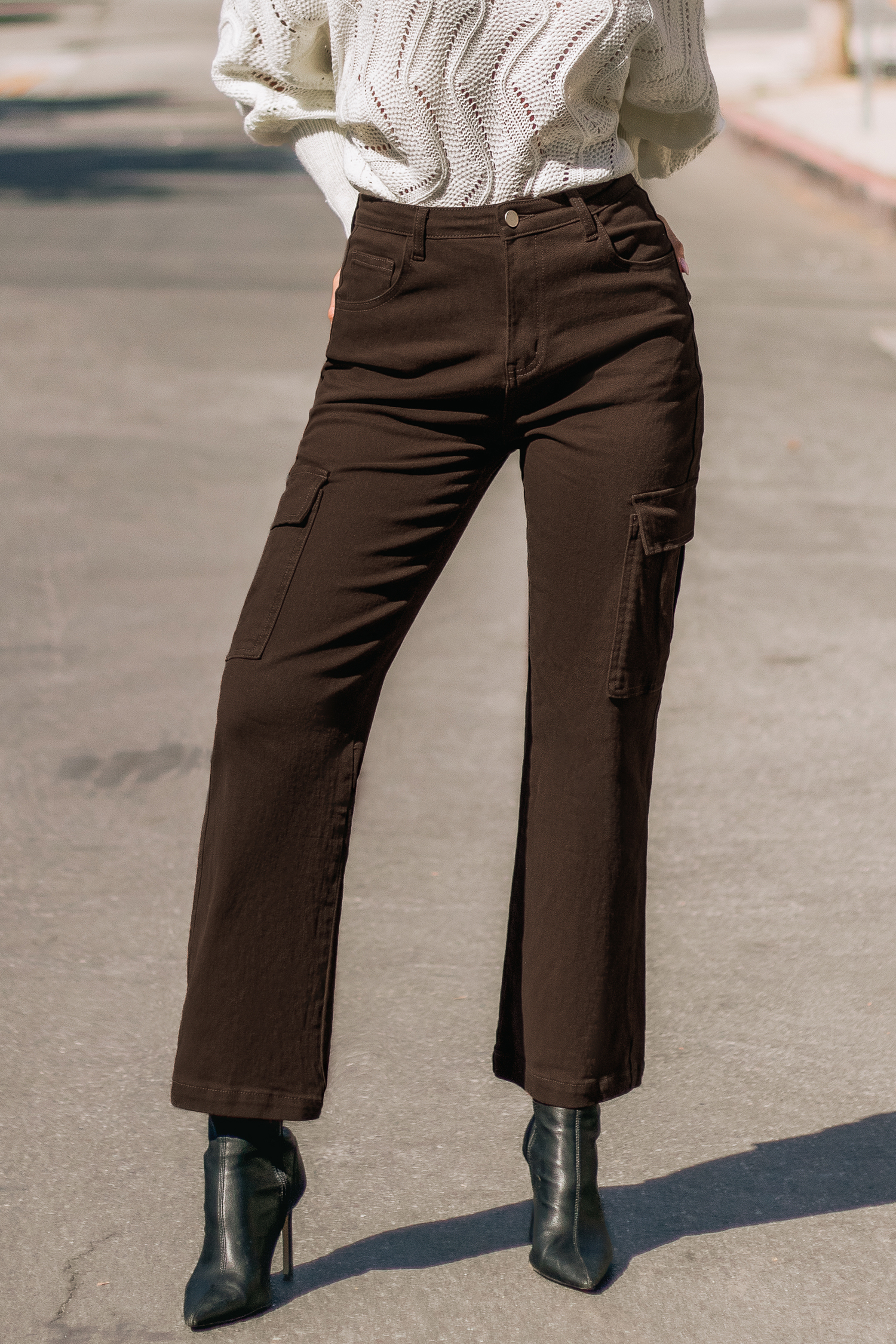 Espresso High Waist Cargo Pants