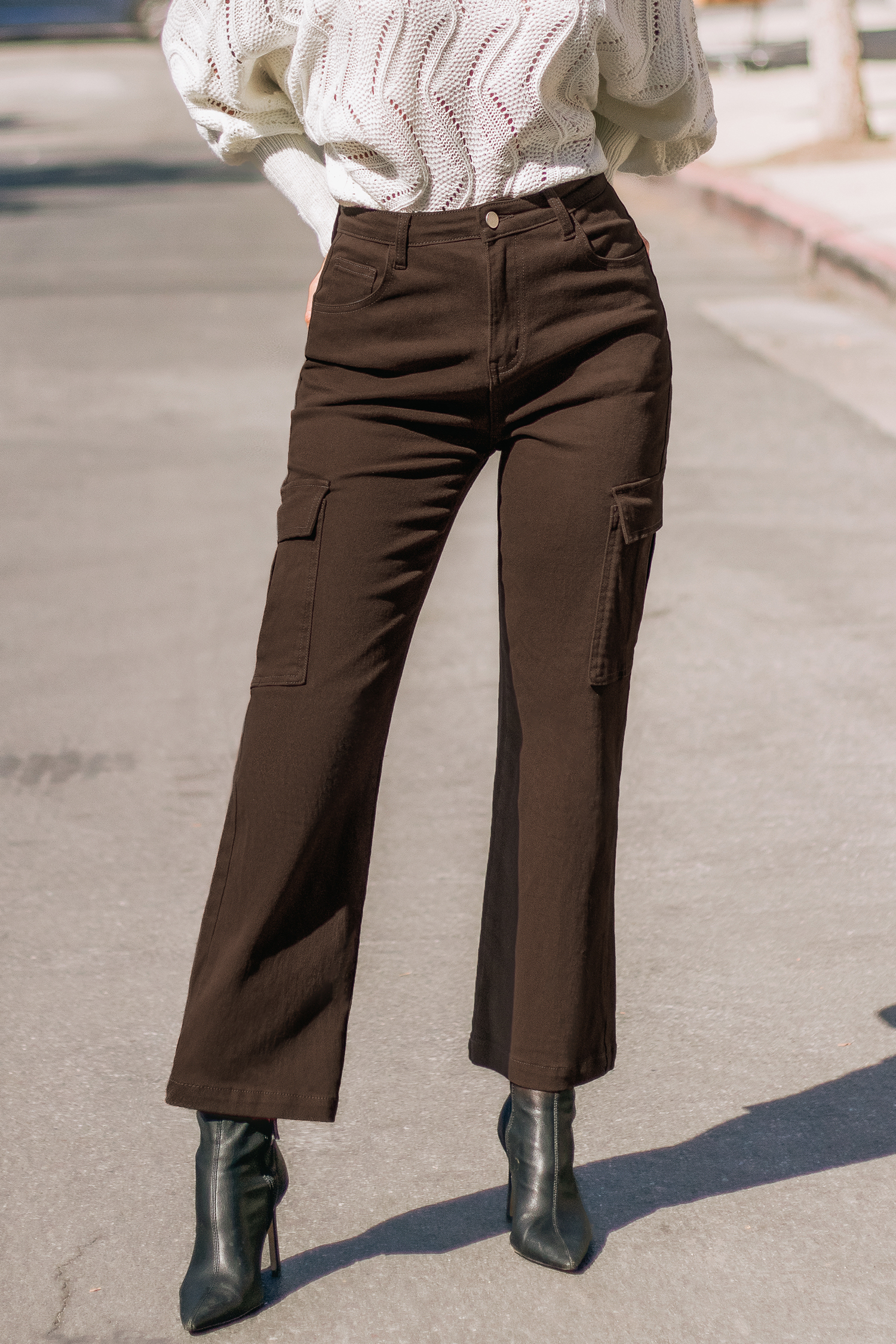 Espresso High Waist Cargo Pants