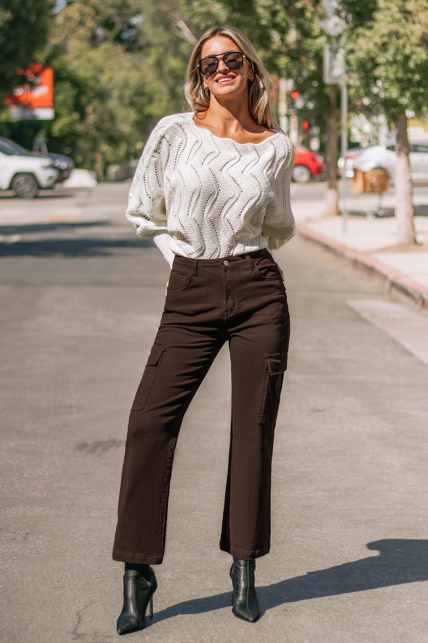 Espresso High Waist Cargo Pants