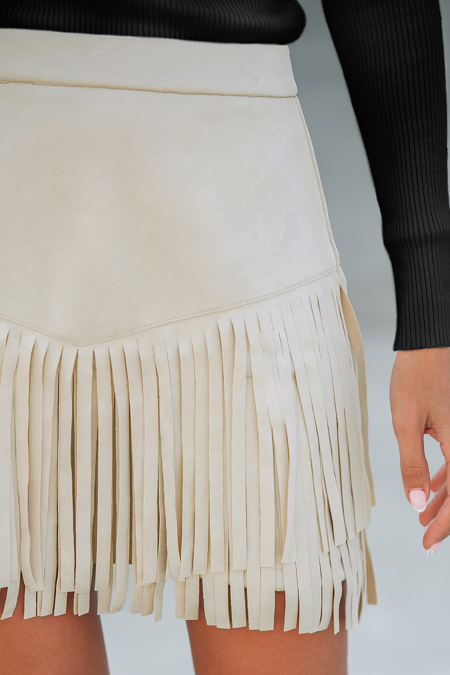 Fringe High Waist Mini Skirt